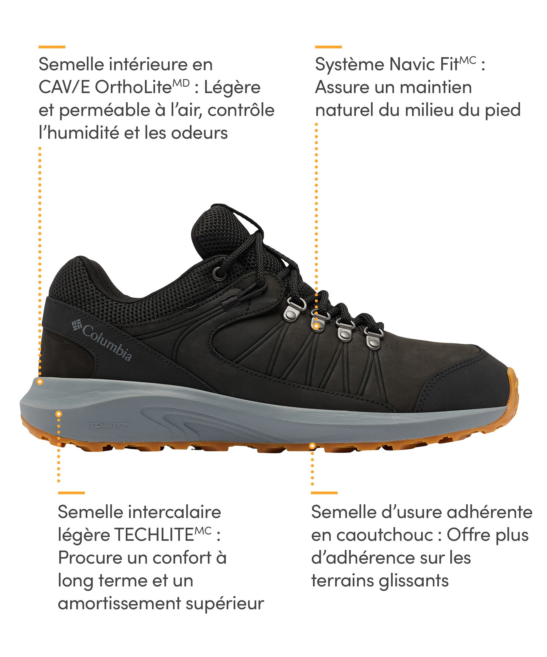 Chaussures de randonnée en cuir étanches à l'eau à tige mi-basse avec rembourrage Techlite pour hommes, Columbia, Trailstorm Crest