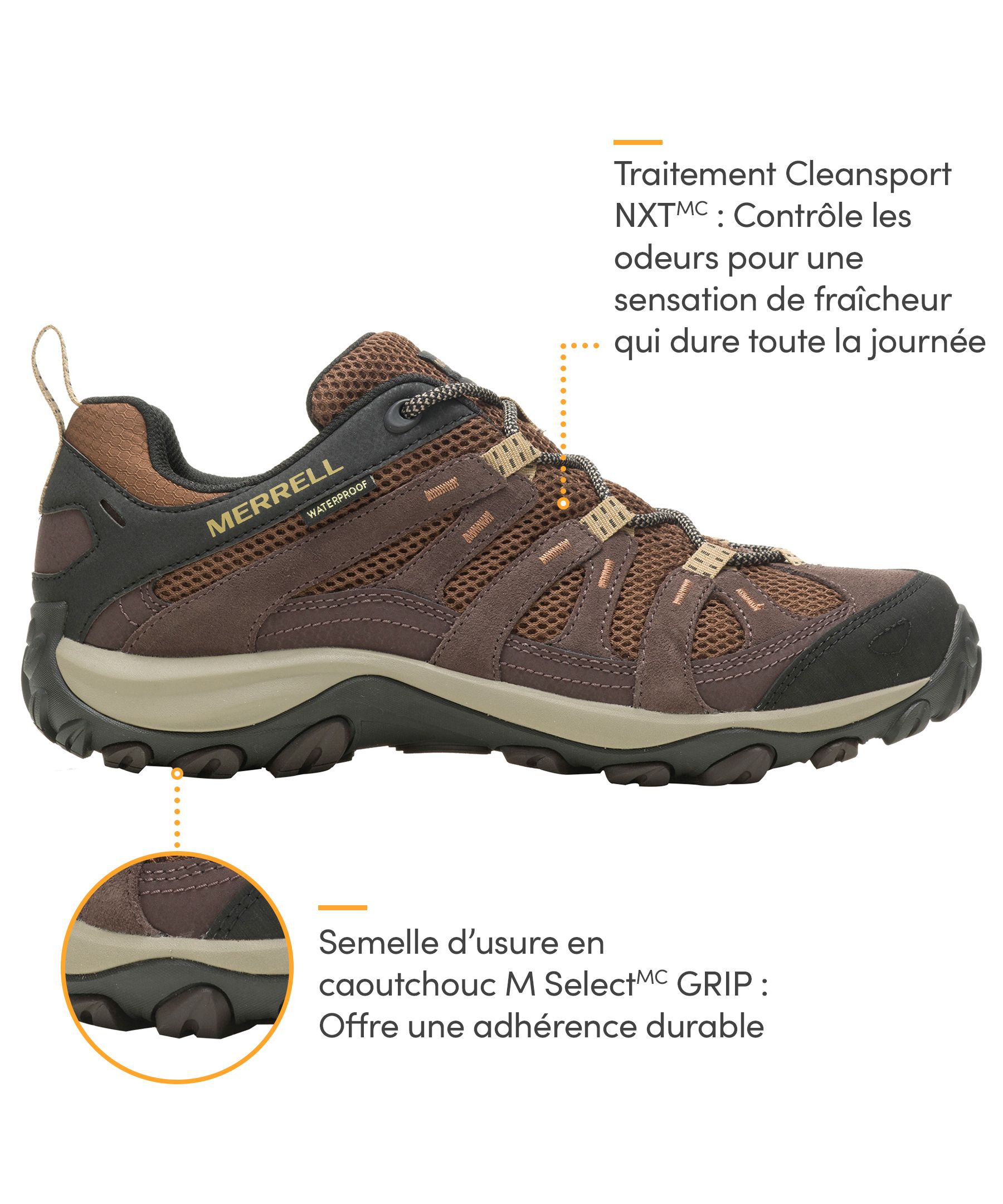Bottes de randonnée imperméables pour hommes, Merrell, Alverstone&nbsp;2, large