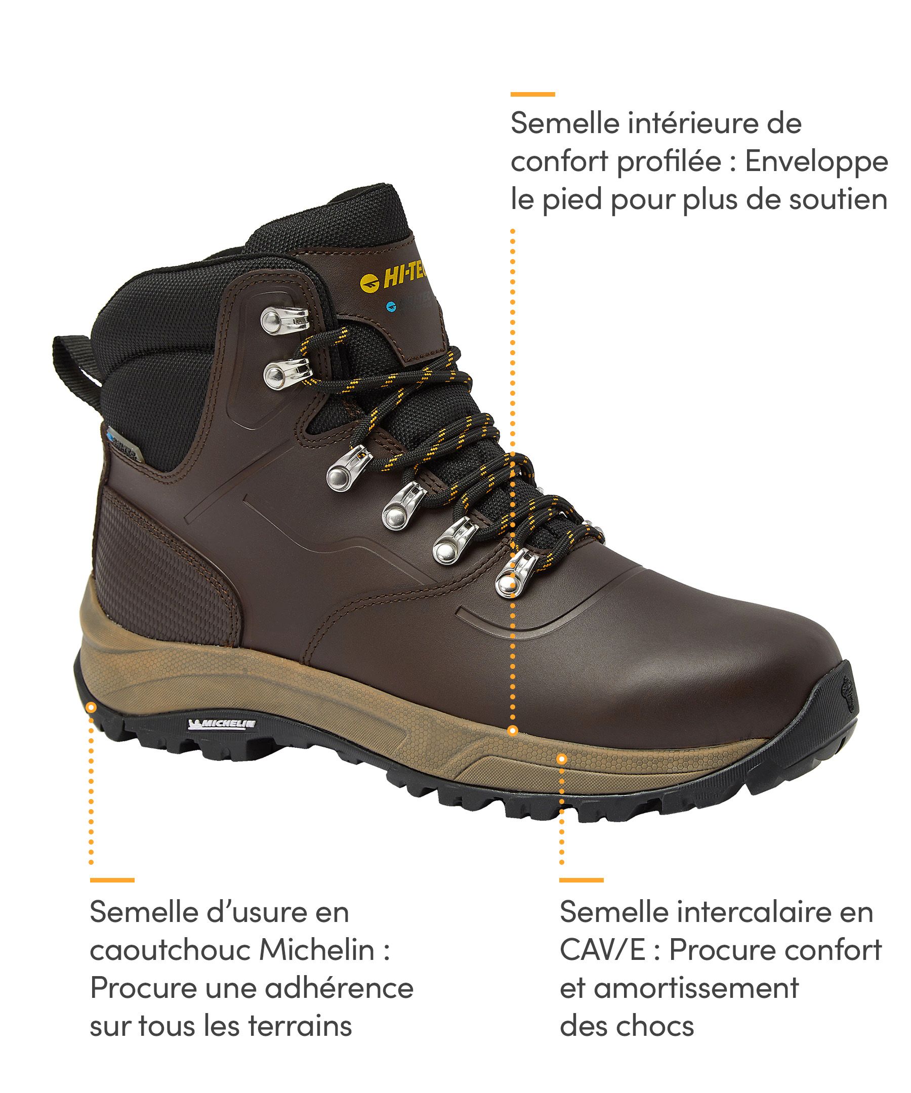Bottes de randonnée en cuir imperméables pour hommes, Altitude VII, Hi-Tec