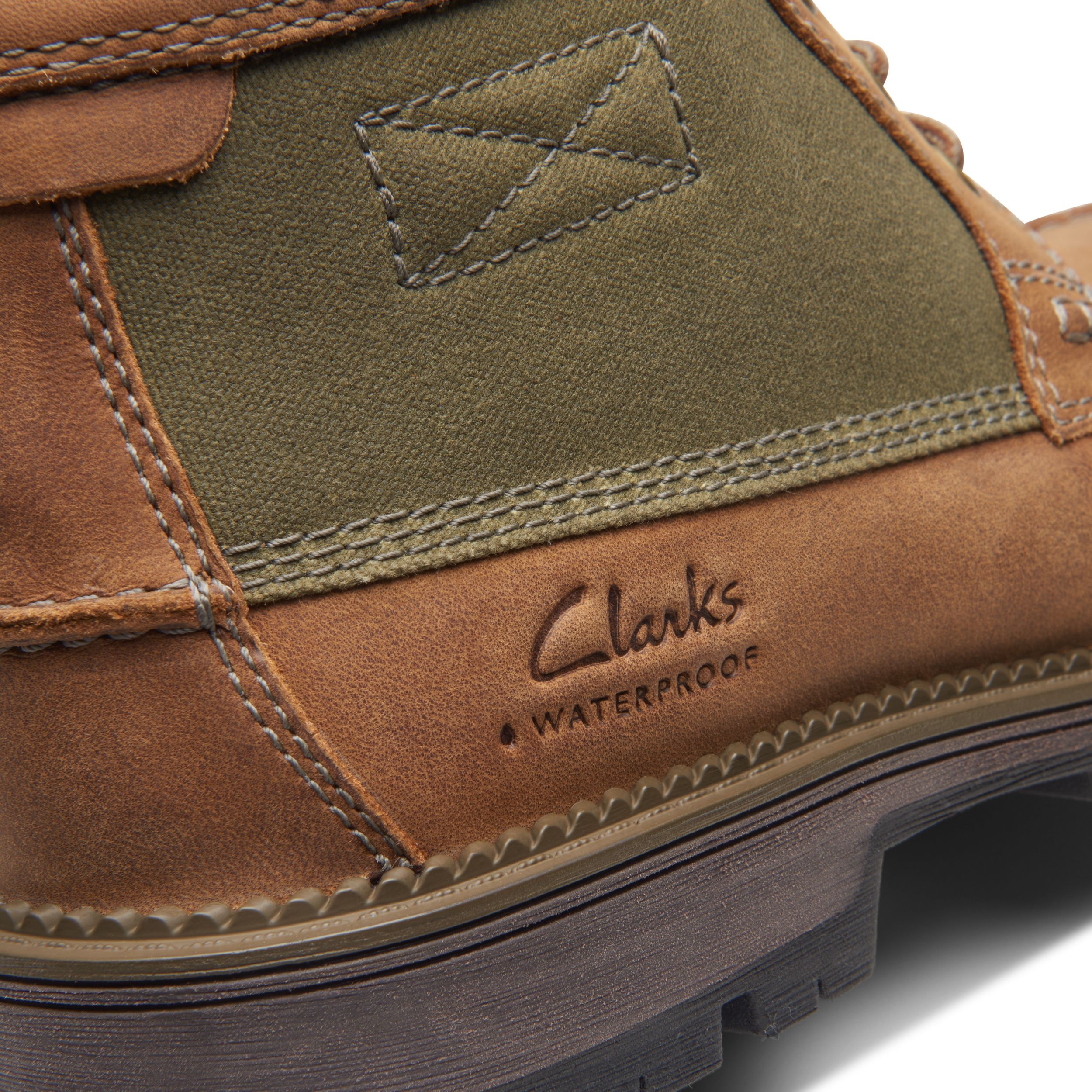 Clarks Maplewalk Moc Brown Green Leather Lace Up Waterproof Ankle Boots Mens 8M 6581572_Black main image 2