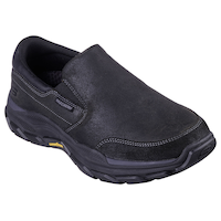 Chaussures à enfiler en cuir pour hommes, Respected Calum, Skechers Front_Three_Fourths_Angled_Right