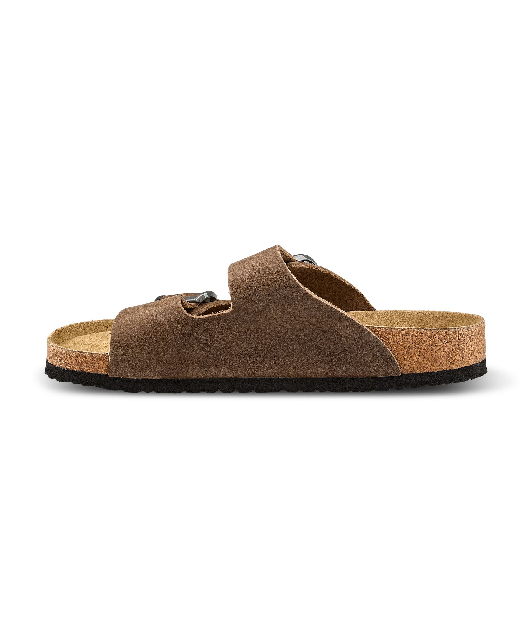 FarWest Men's Tofino Leather Slip On Sandals -Brown