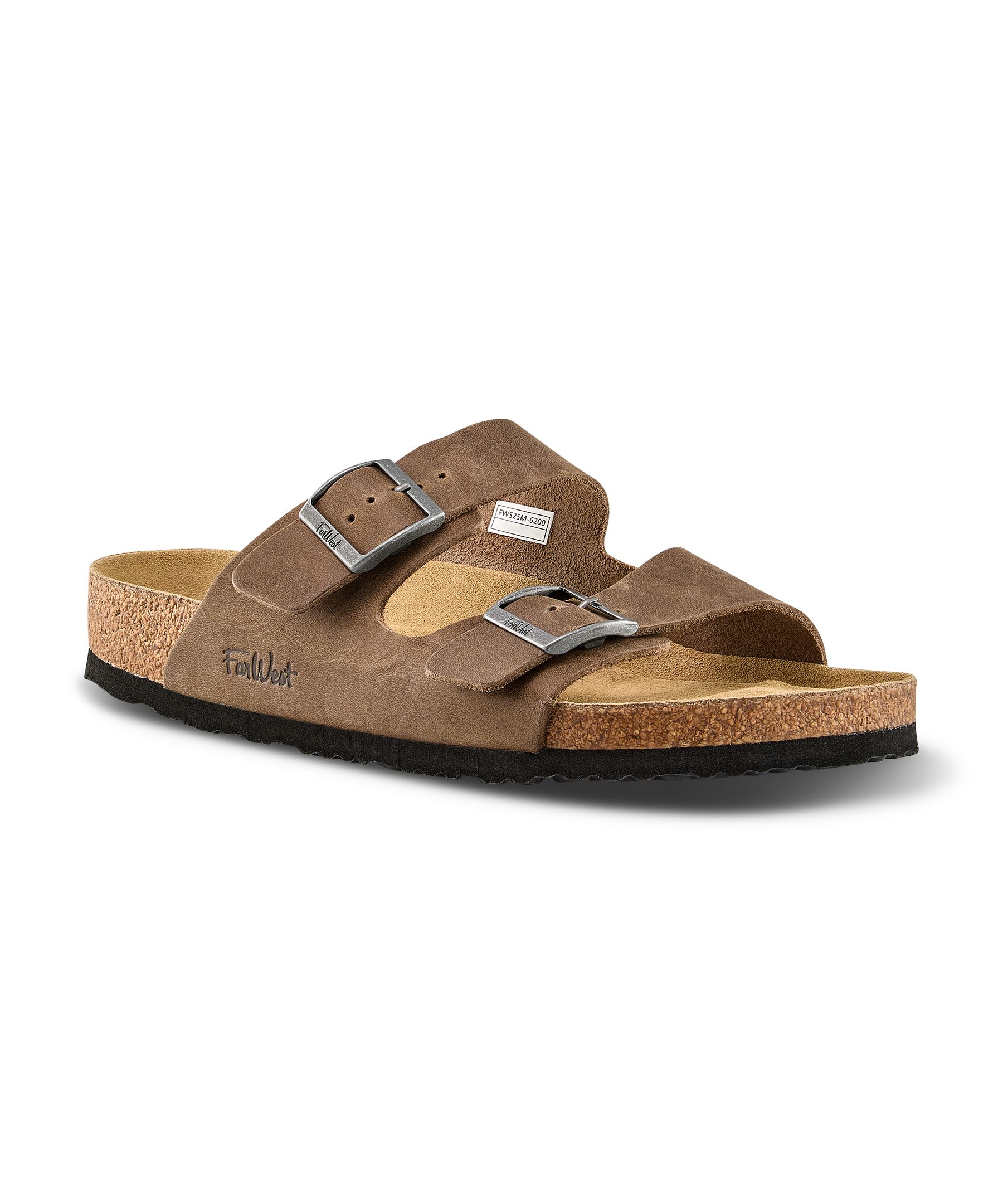 FarWest Men's Tofino Leather Slip On Sandals -Brown
