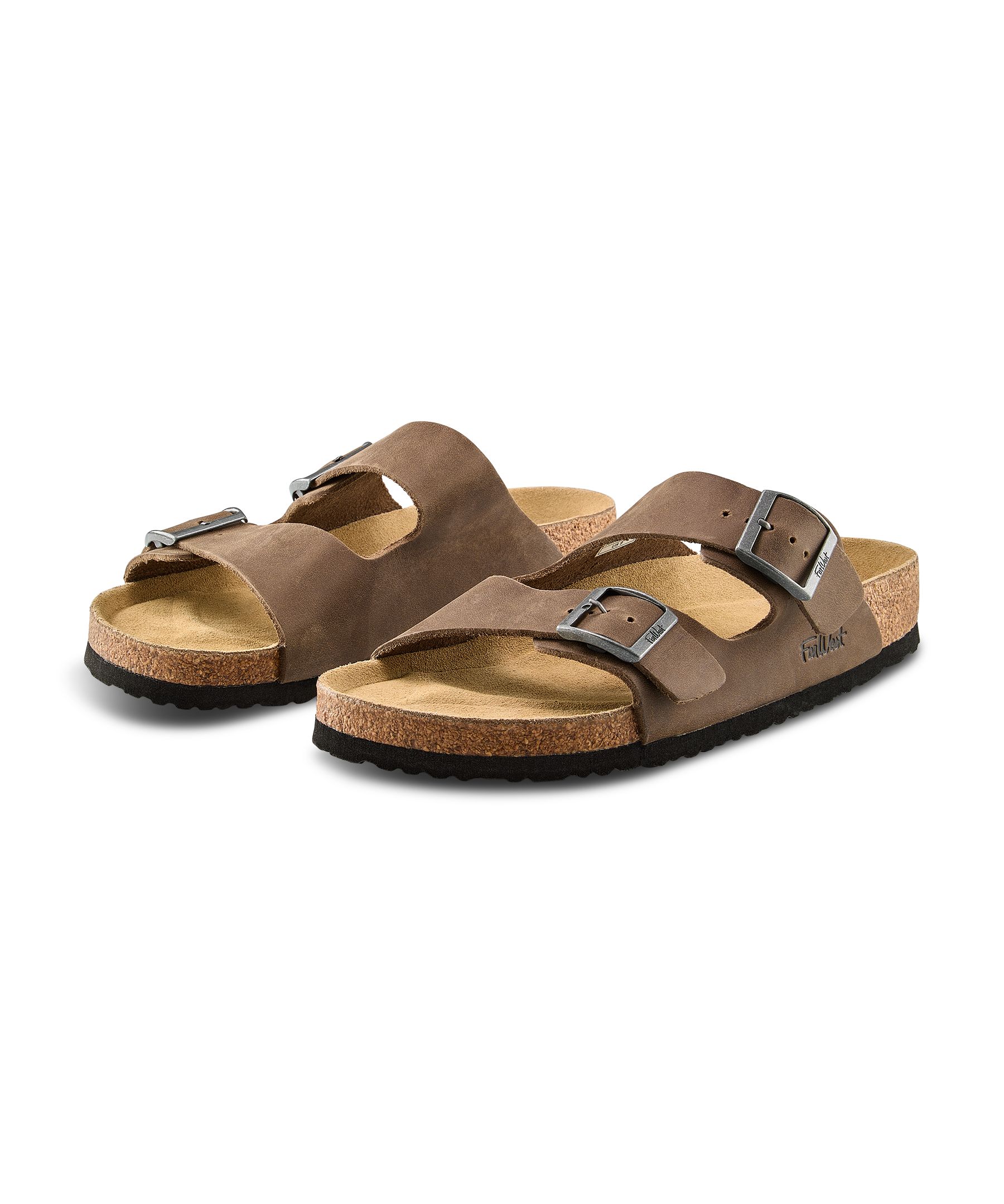 FarWest Men's Tofino Leather Slip On Sandals -Brown