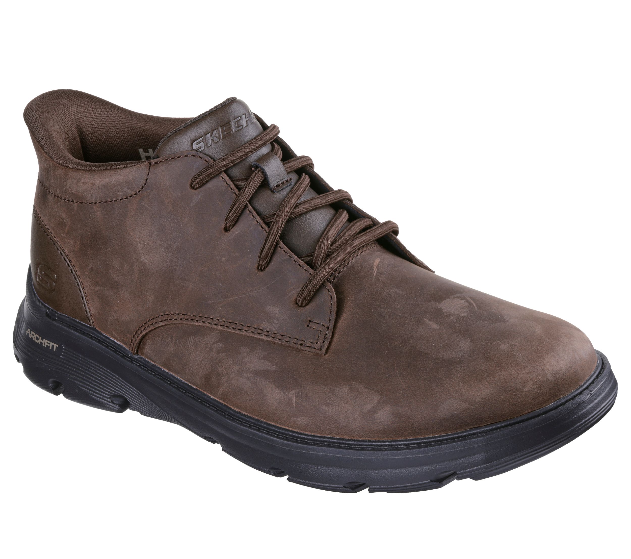 Skechers Men's Arch Fit Garza Leather Chukka Slip-Ins Boots