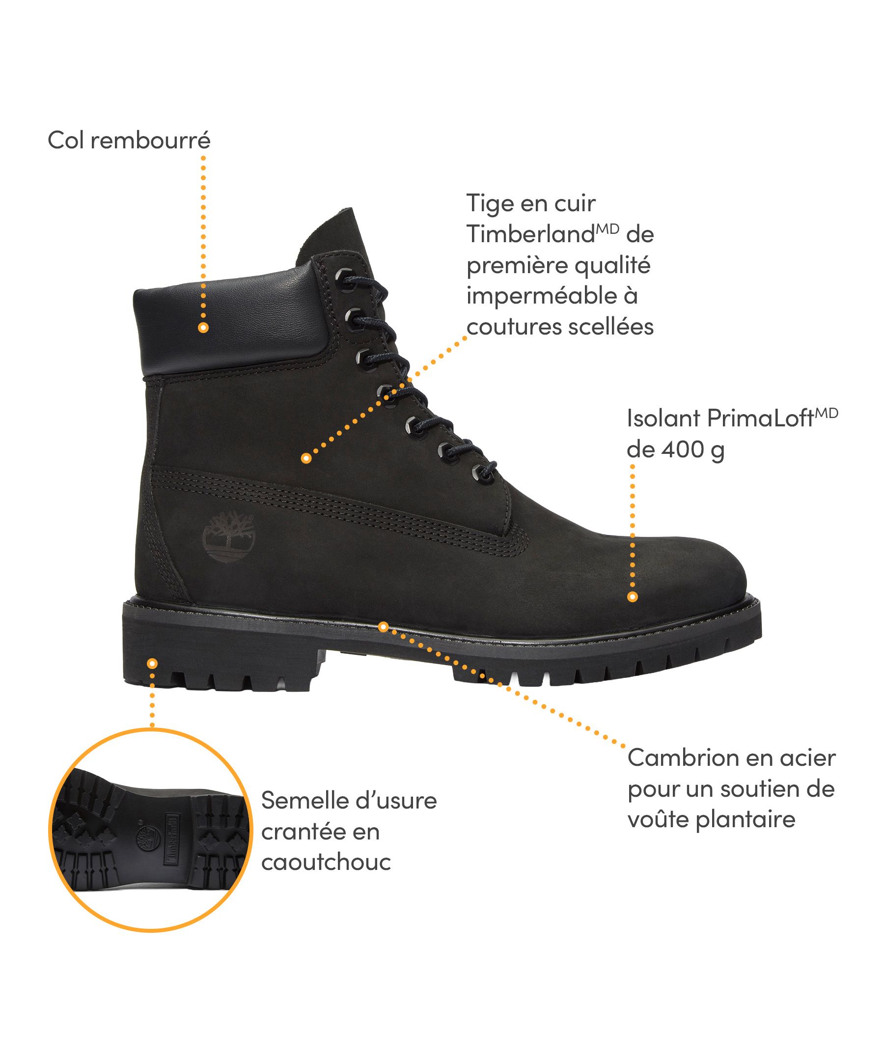Bottes de première qualité étanches à l'eau pour hommes, Timberland, 6&nbsp;pouces