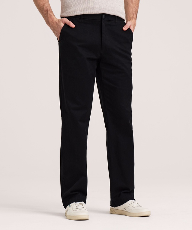 Pantalon kaki décontracté à devant plat avec taille Flextech 360° pour hommes, Denver Hayes