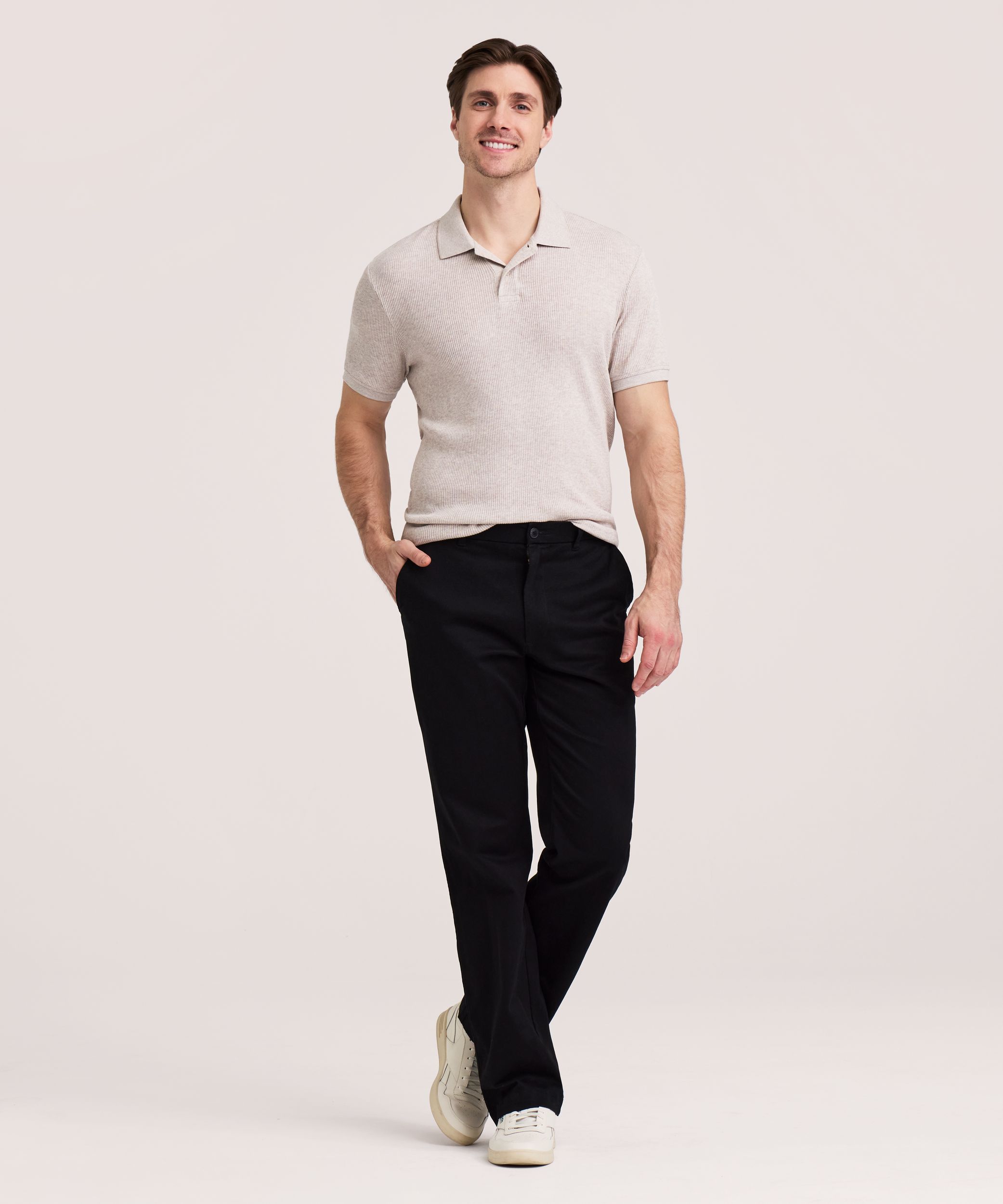 Denver Hayes Men's Flat Front Relaxed Khaki with 360° Flextech Waist Pants