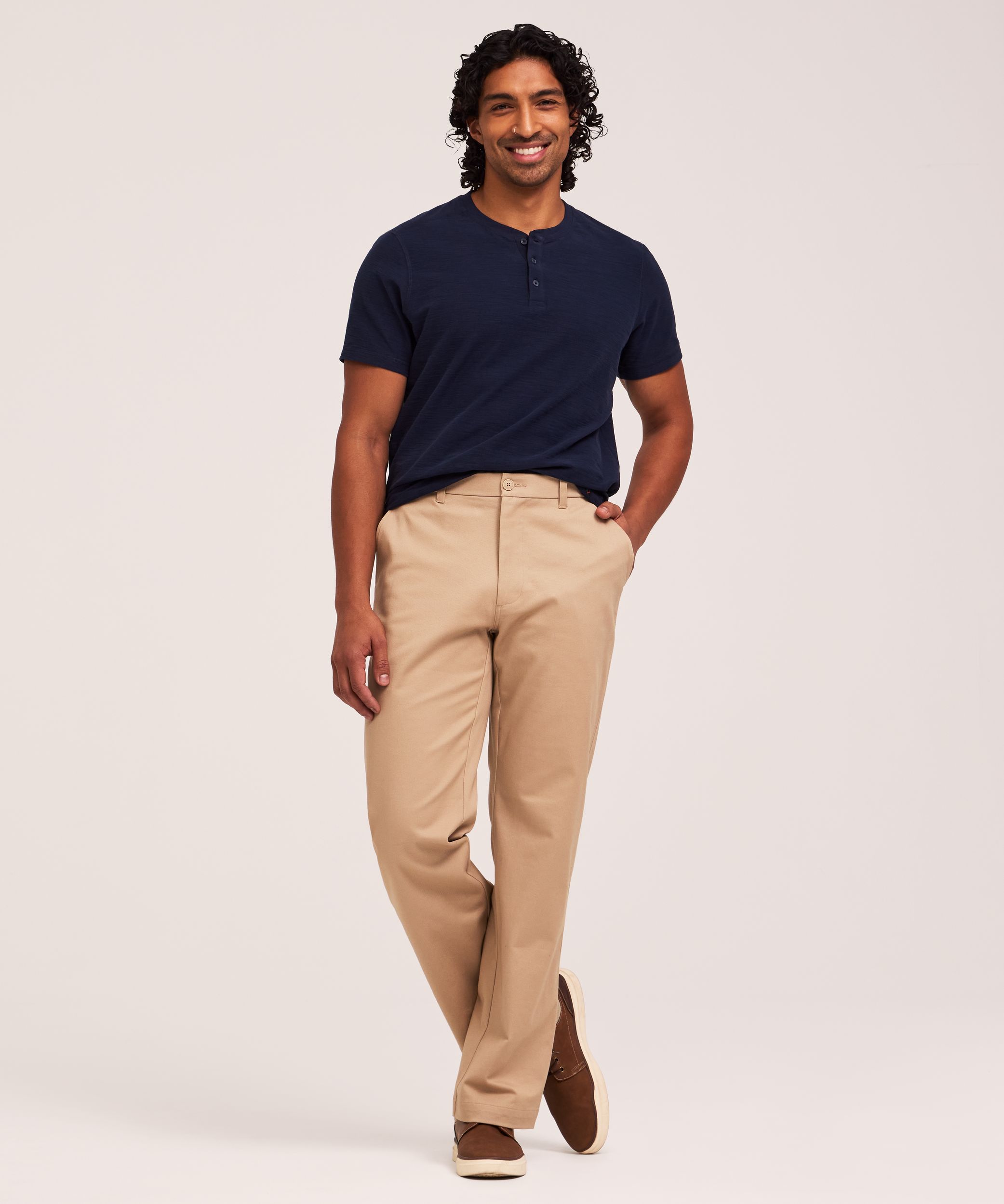 Denver Hayes Men's Flat Front Relaxed Khaki with 360° Flextech Waist Pants