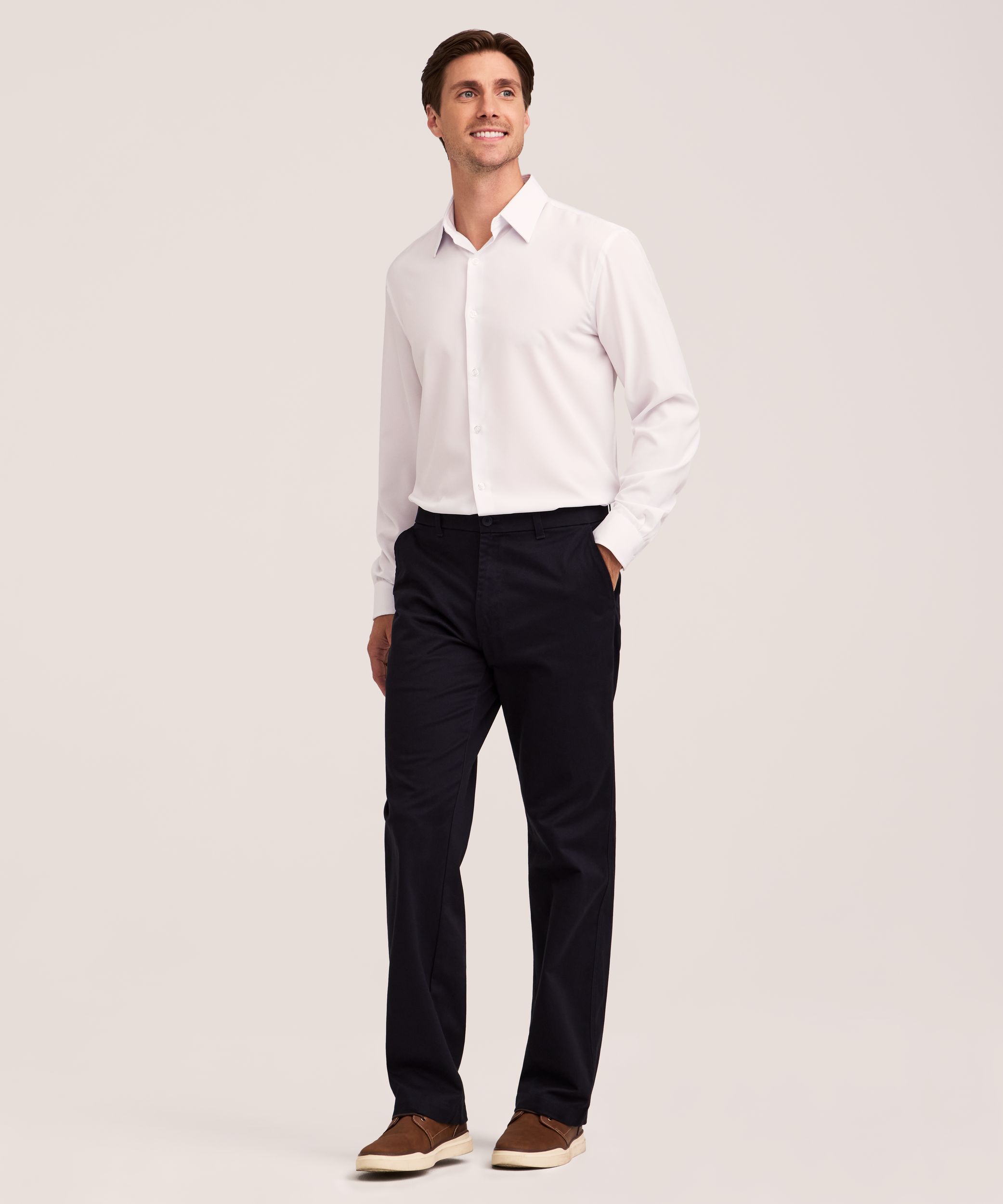 Denver Hayes Men's Flat Front Relaxed Khaki with 360° Flextech Waist Pants