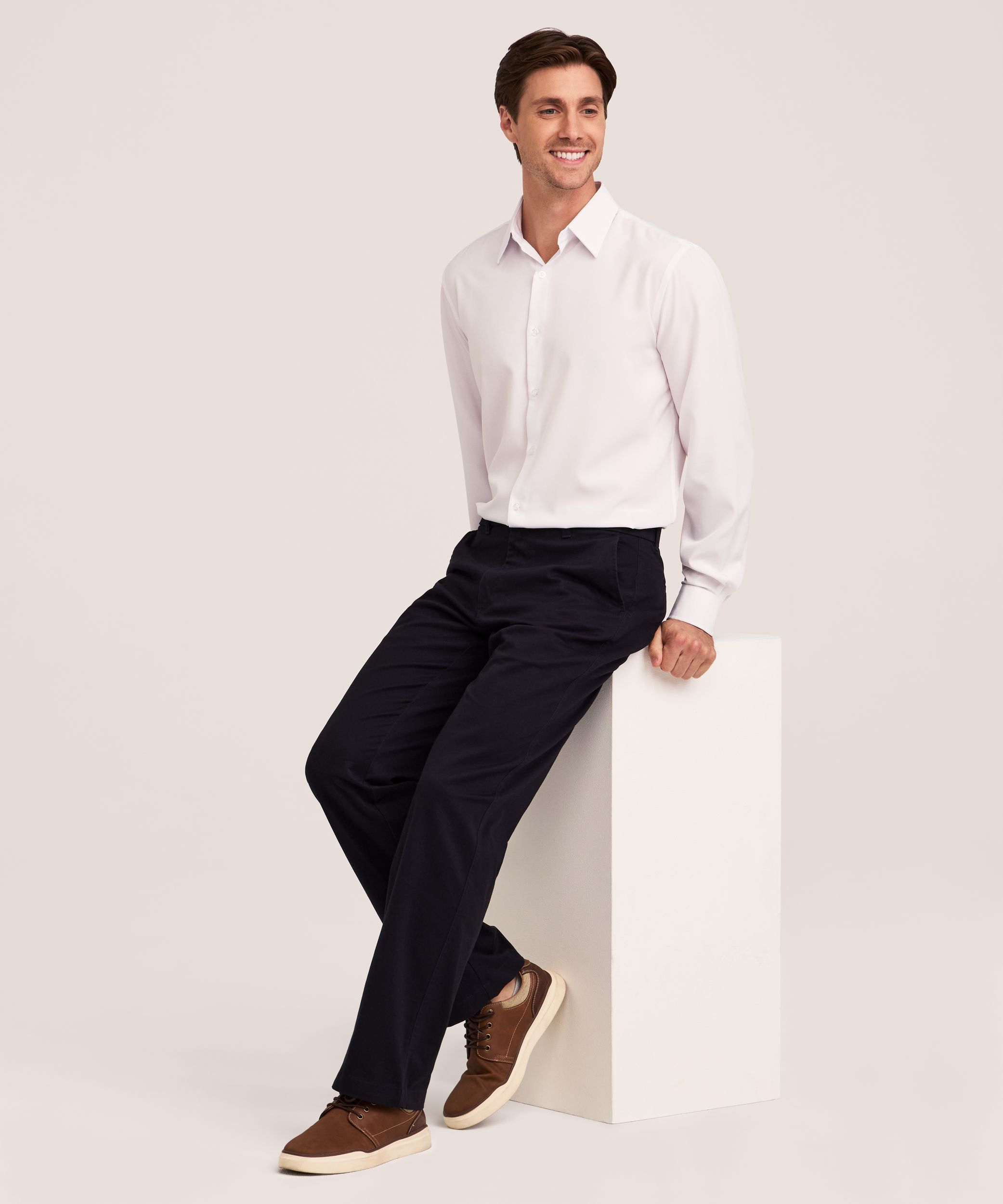 Denver Hayes Men's Flat Front Relaxed Khaki with 360° Flextech Waist Pants