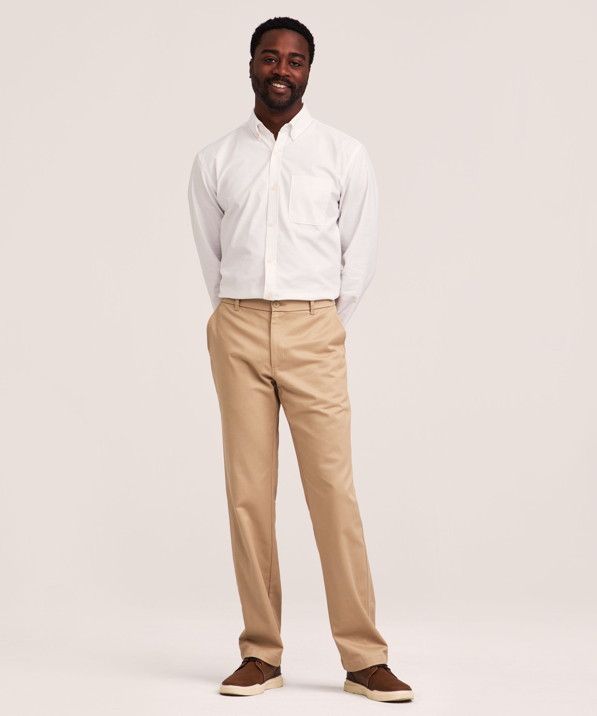 Denver Hayes Men's Flat Front Straight Khaki with 360° Flextech Waist Pant