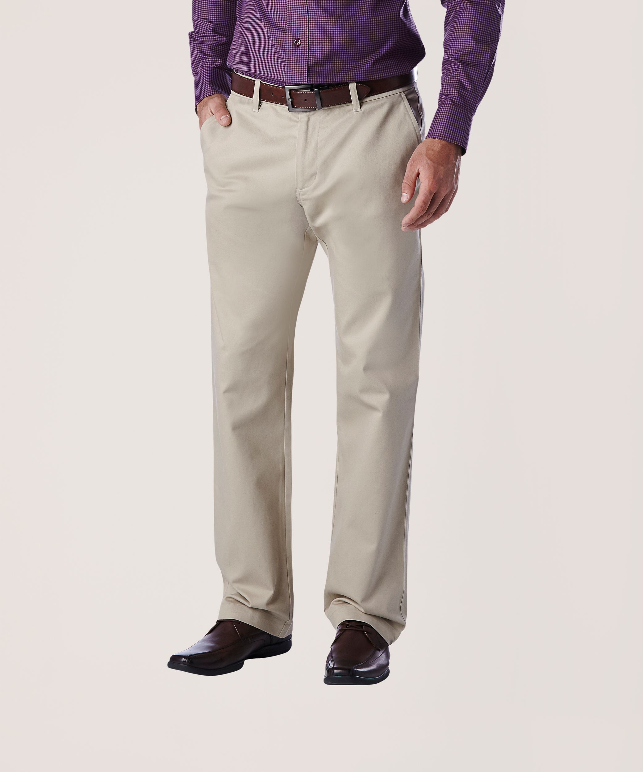Denver Hayes Men's Flat Front Straight Khaki with 360
