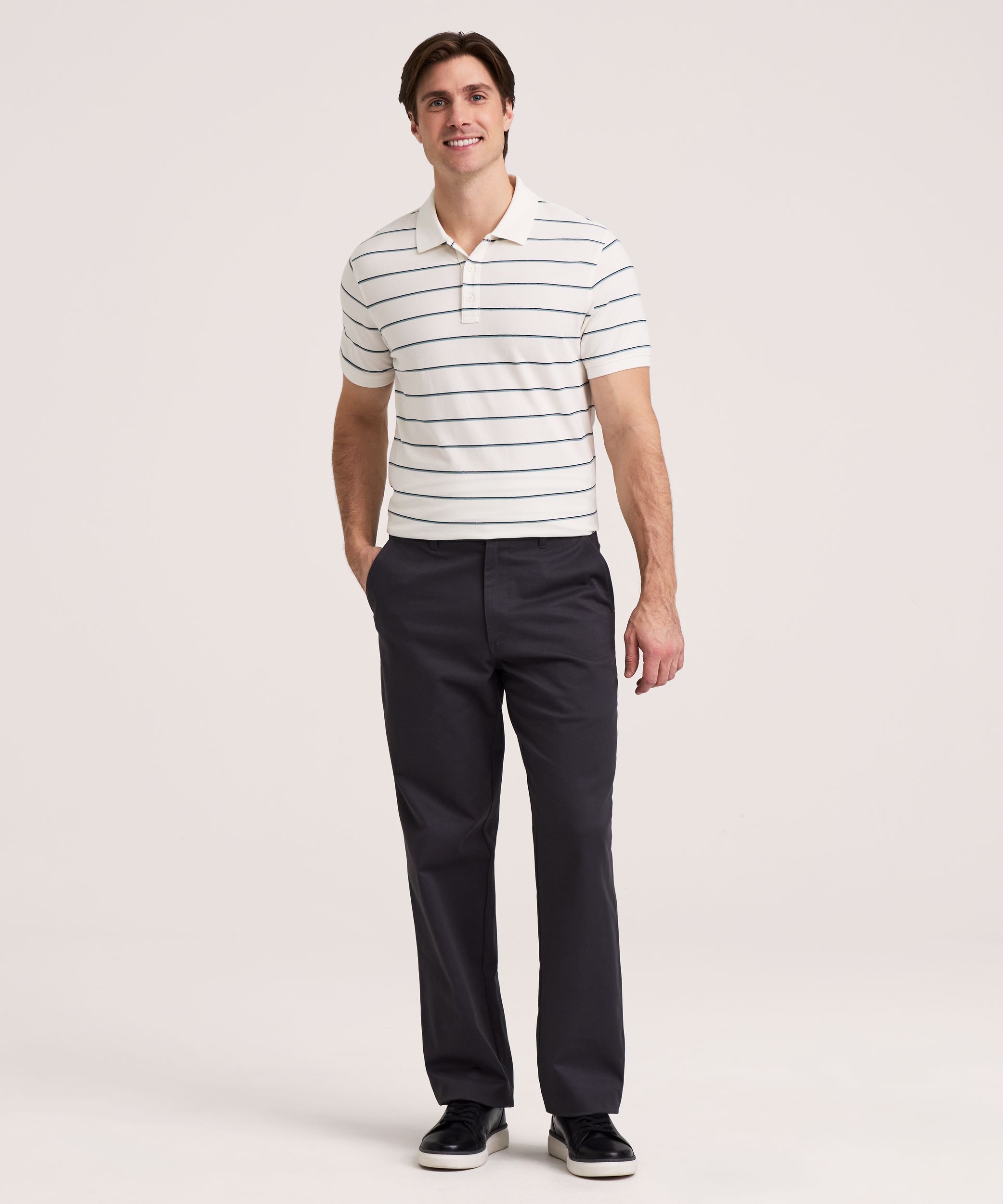 Denver Hayes Men's Flat Front Straight Khaki with 360° Flextech Waist Pant