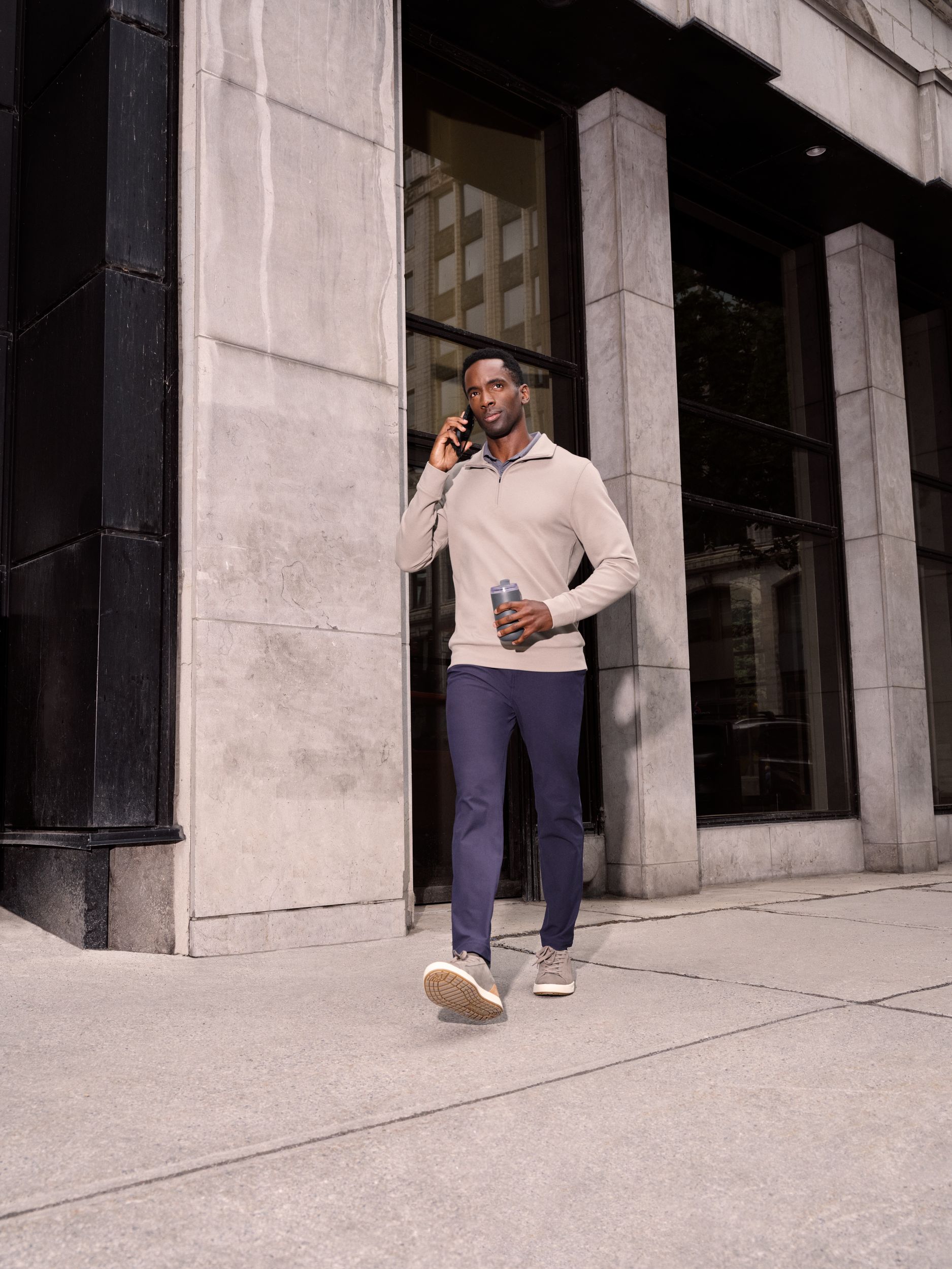 Haut à manches longues texturé avec glissière 1/4 Performance pour hommes, Denver Hayes