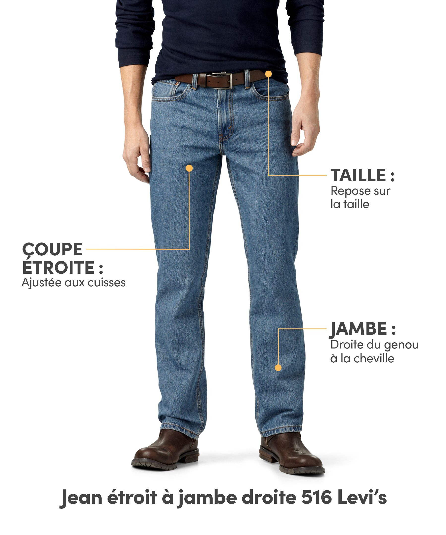 Jean étroit à jambe droite pour hommes, 516 Levi's