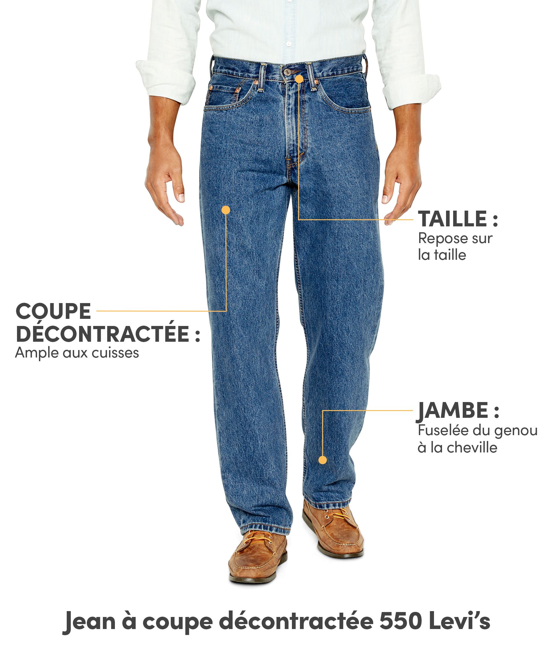 Levi's Jean à lavage à la pierre moyen pour hommes, coupe décontractée&nbsp;550