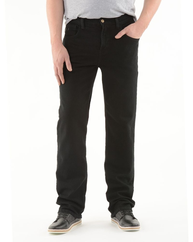 Jean extensible noir à jambe droite pour hommes, Brad