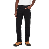 Jean extensible noir à jambe droite pour hommes, Brad Front_Flat