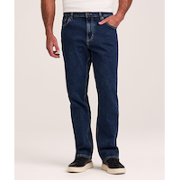 Denver Hayes Men's FLEXTECH 360 Stone Washed Relaxed Tapered Leg Stretch Jeans Front_Flat