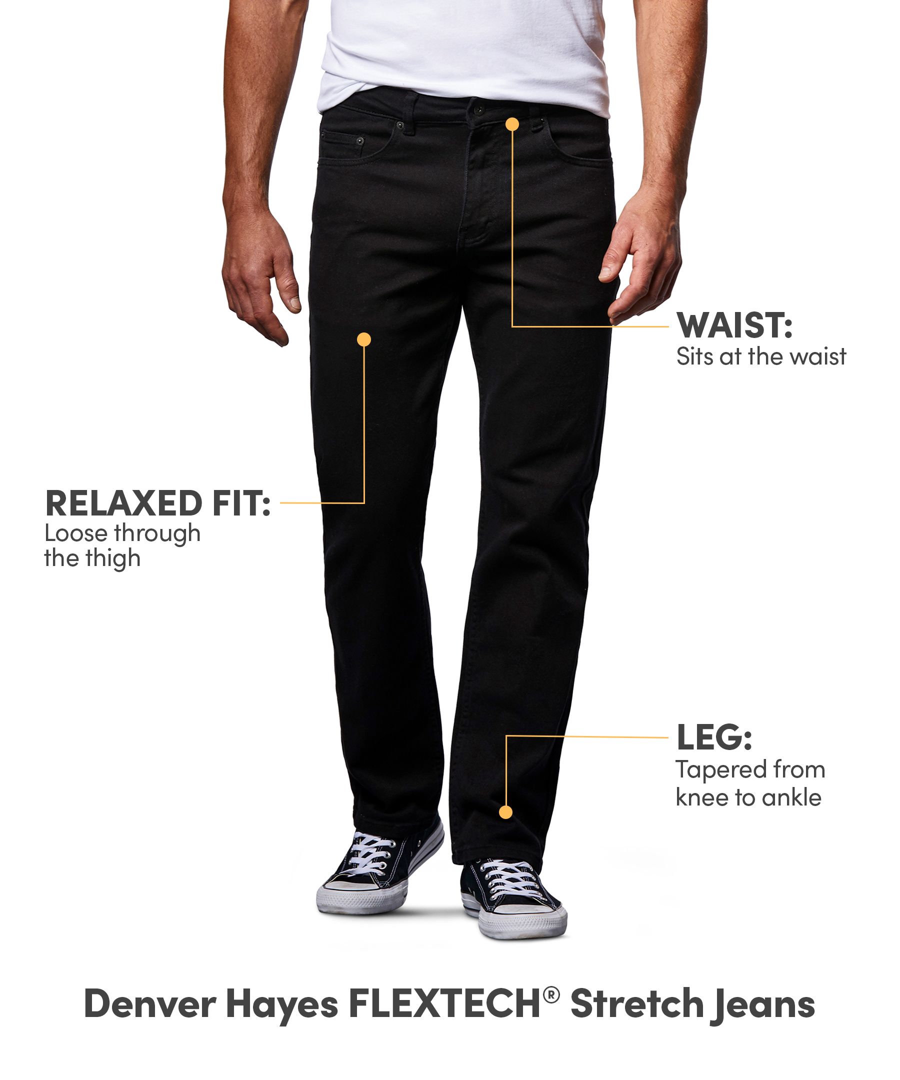 Denver Hayes Men's FLEXTECH® Relaxed Fit Tapered Leg Stretch Jeans