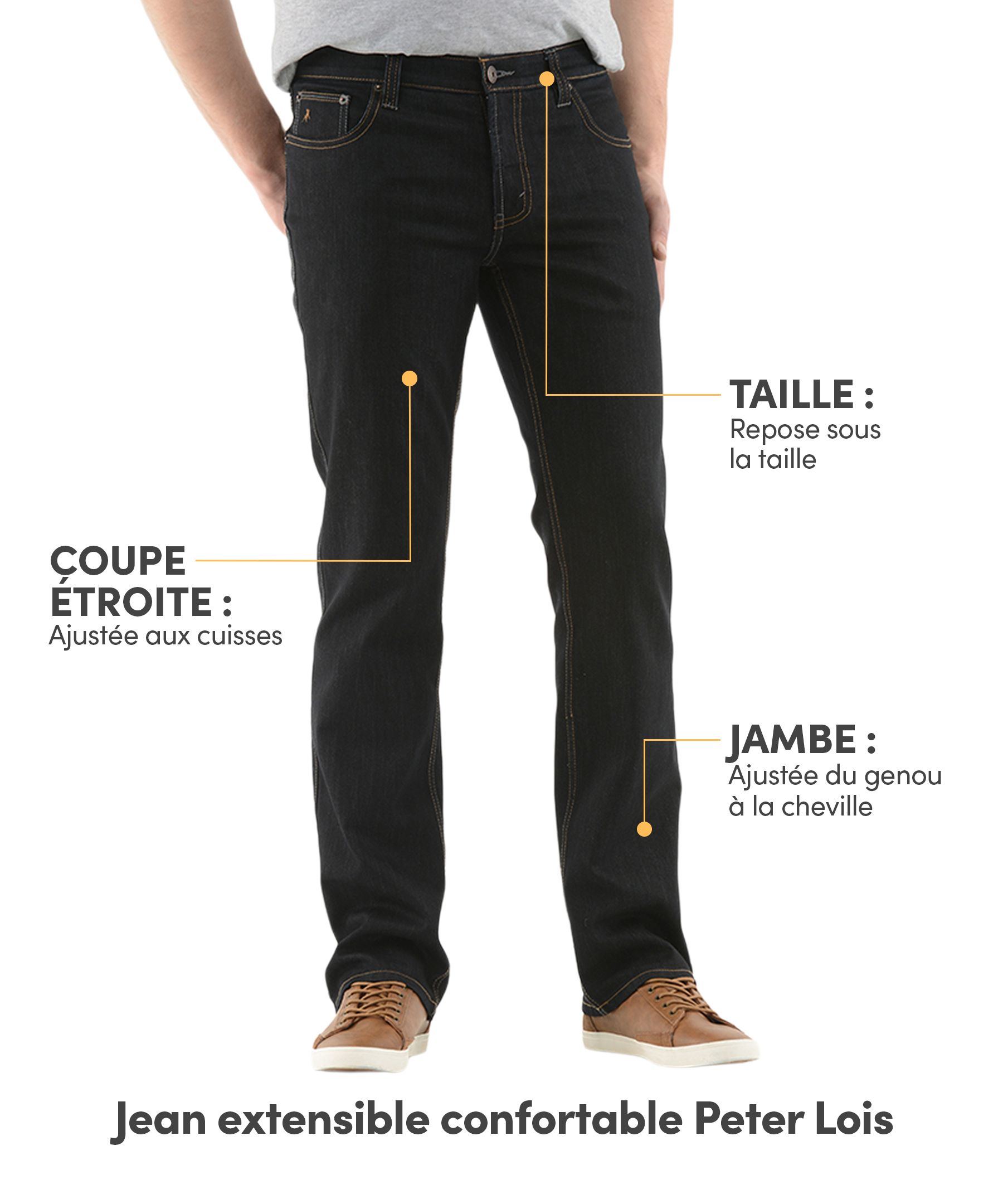 Jean extensible, confortable et teint pour hommes, Peter