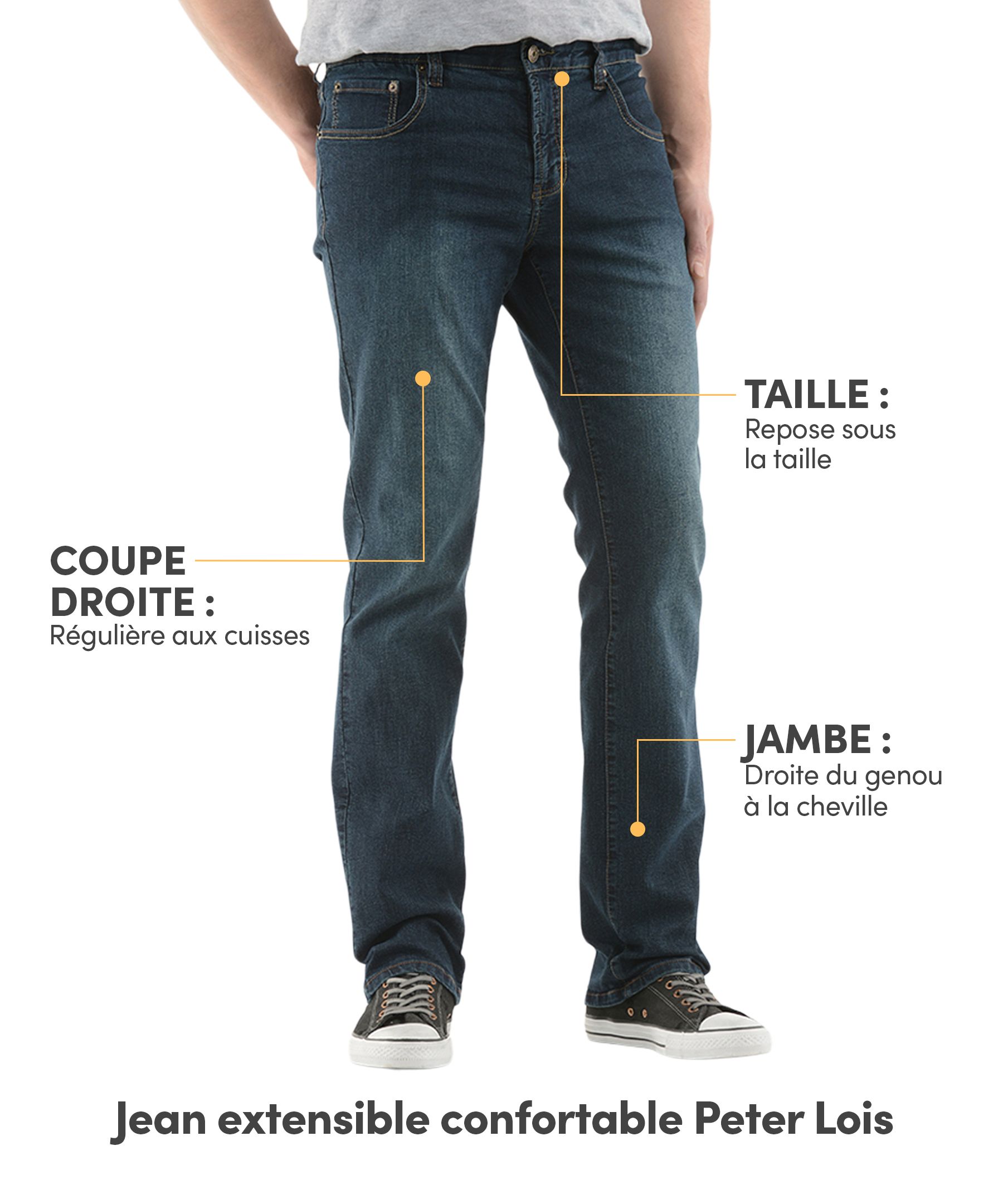 Jean extensible Lois confortable et teint en fil, pour hommes, Peter
