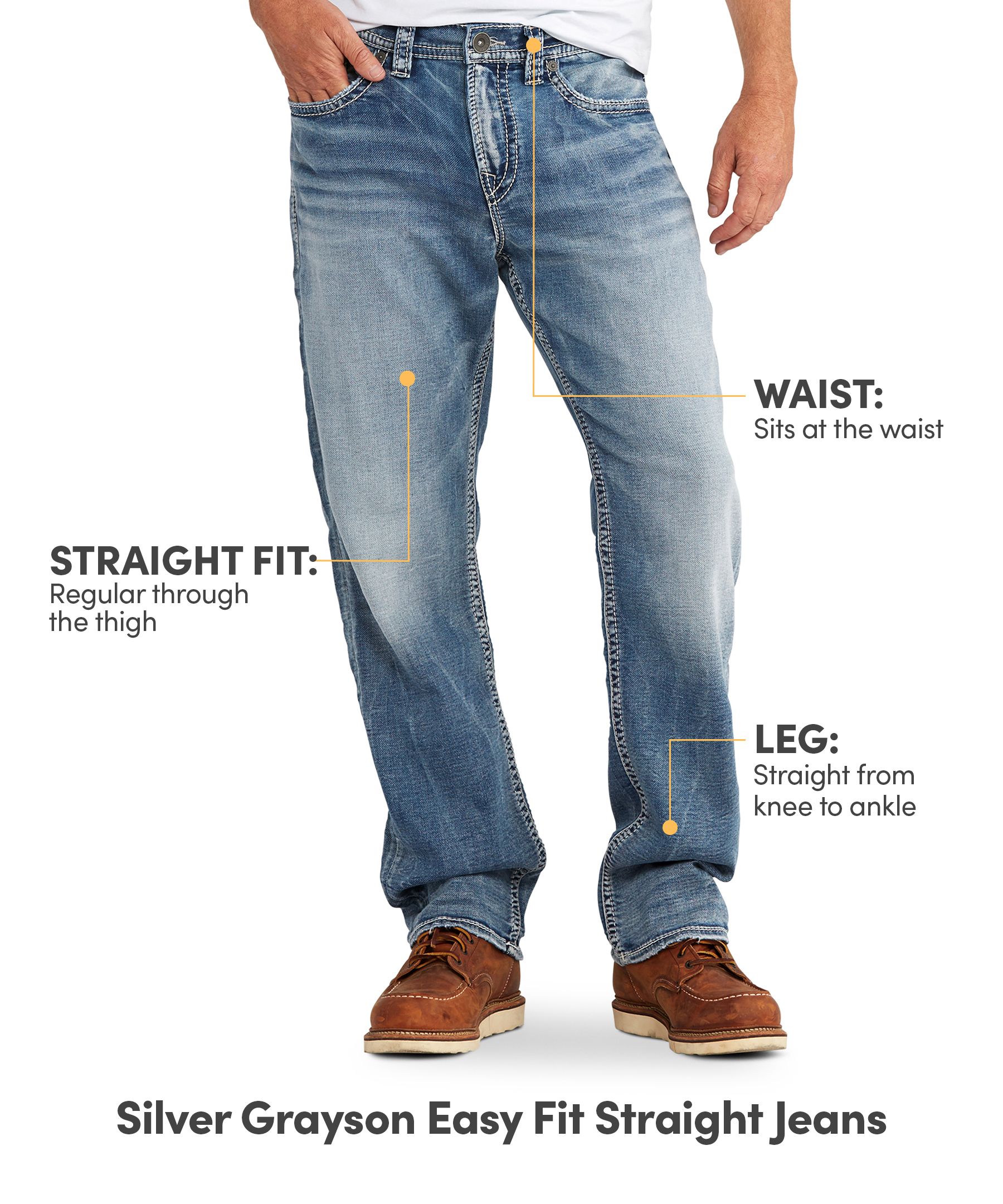 Silver Men's Grayson Easy Fit Straight Leg Jeans