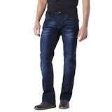 Jean extensible Buffalo à coupe étroite et à jambe droite au délavé foncé, Six Front_Angled_Left