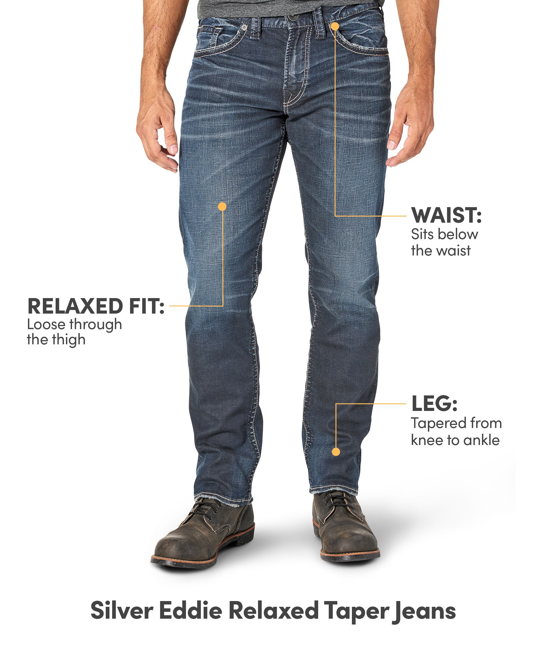 Silver Men's Eddie Athletic Fit Tapered Leg Jeans