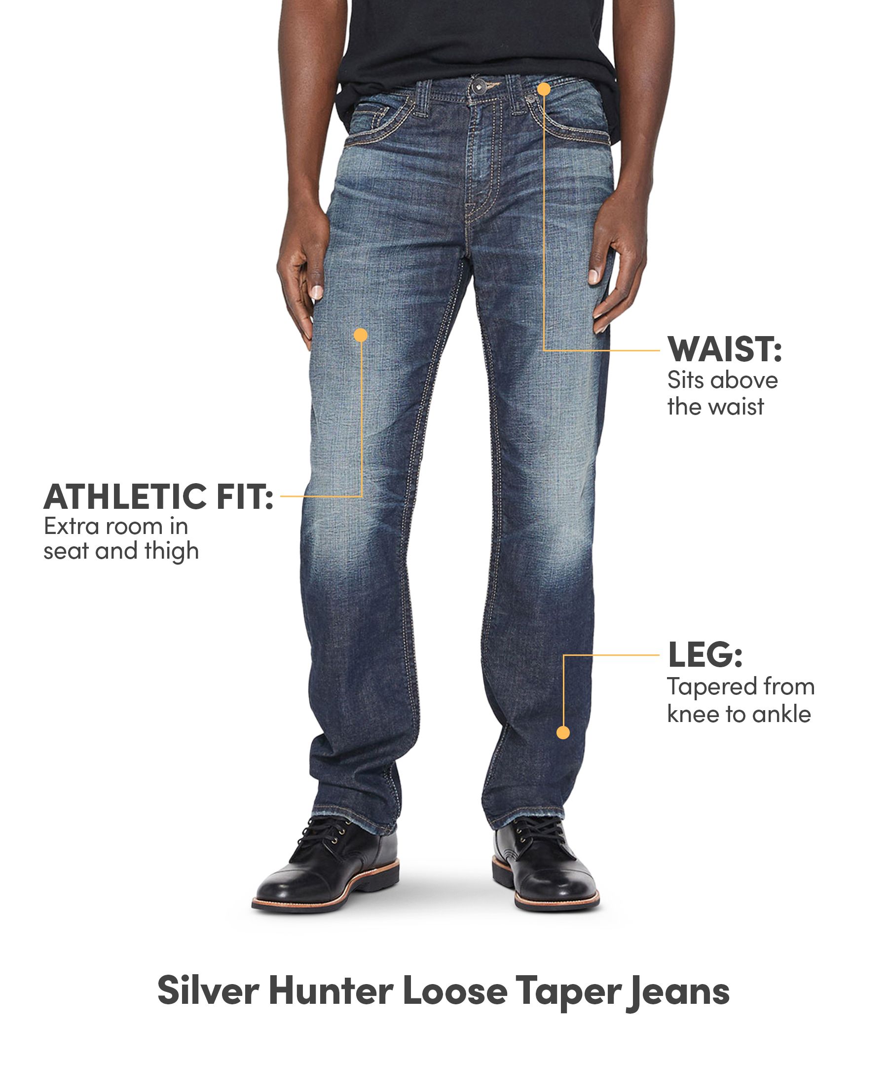 Silver Men's Hunter Loose Fit Taper Leg Jeans