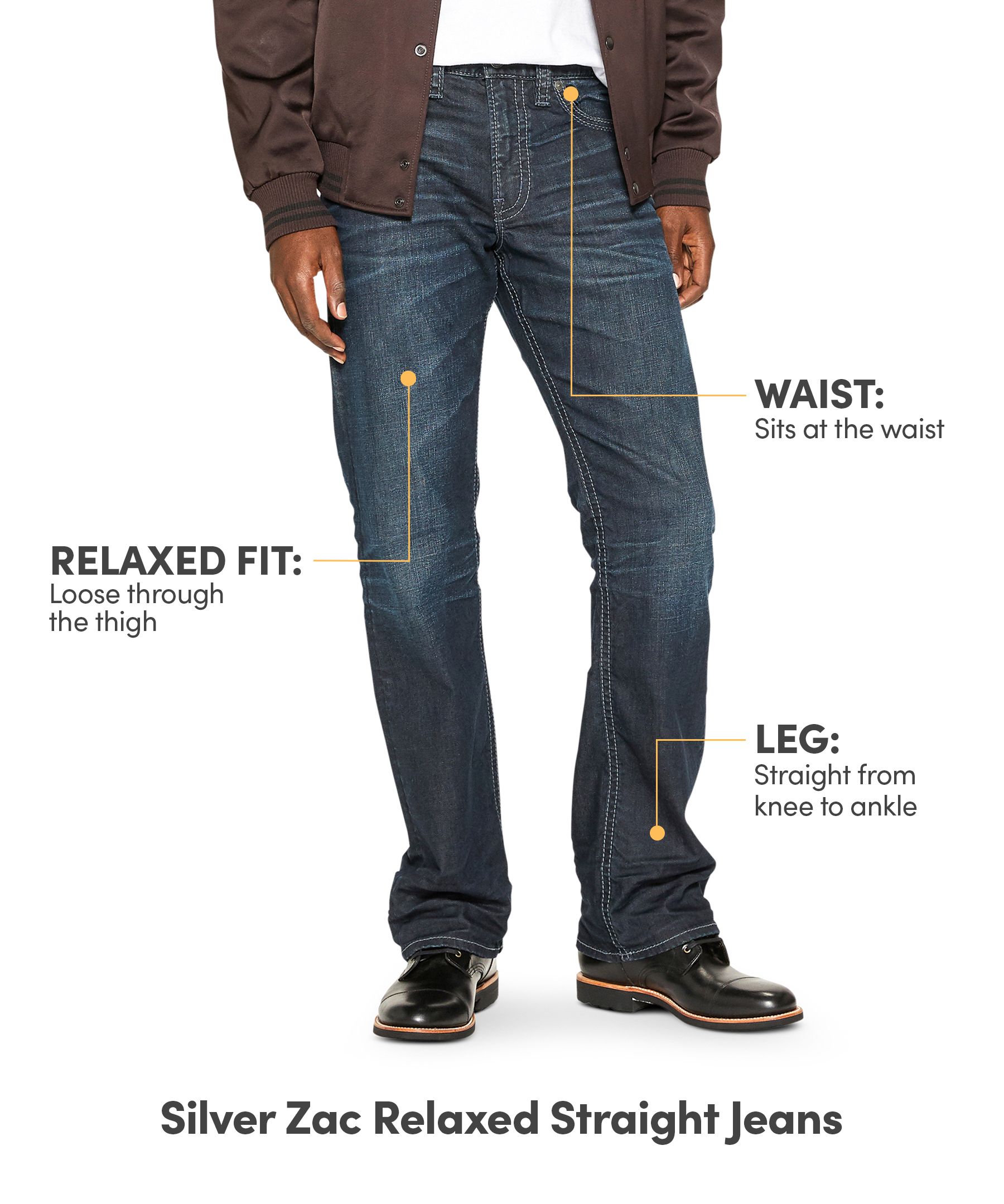 Silver Men's Zac Relaxed Straight Leg Jeans - Dark Wash