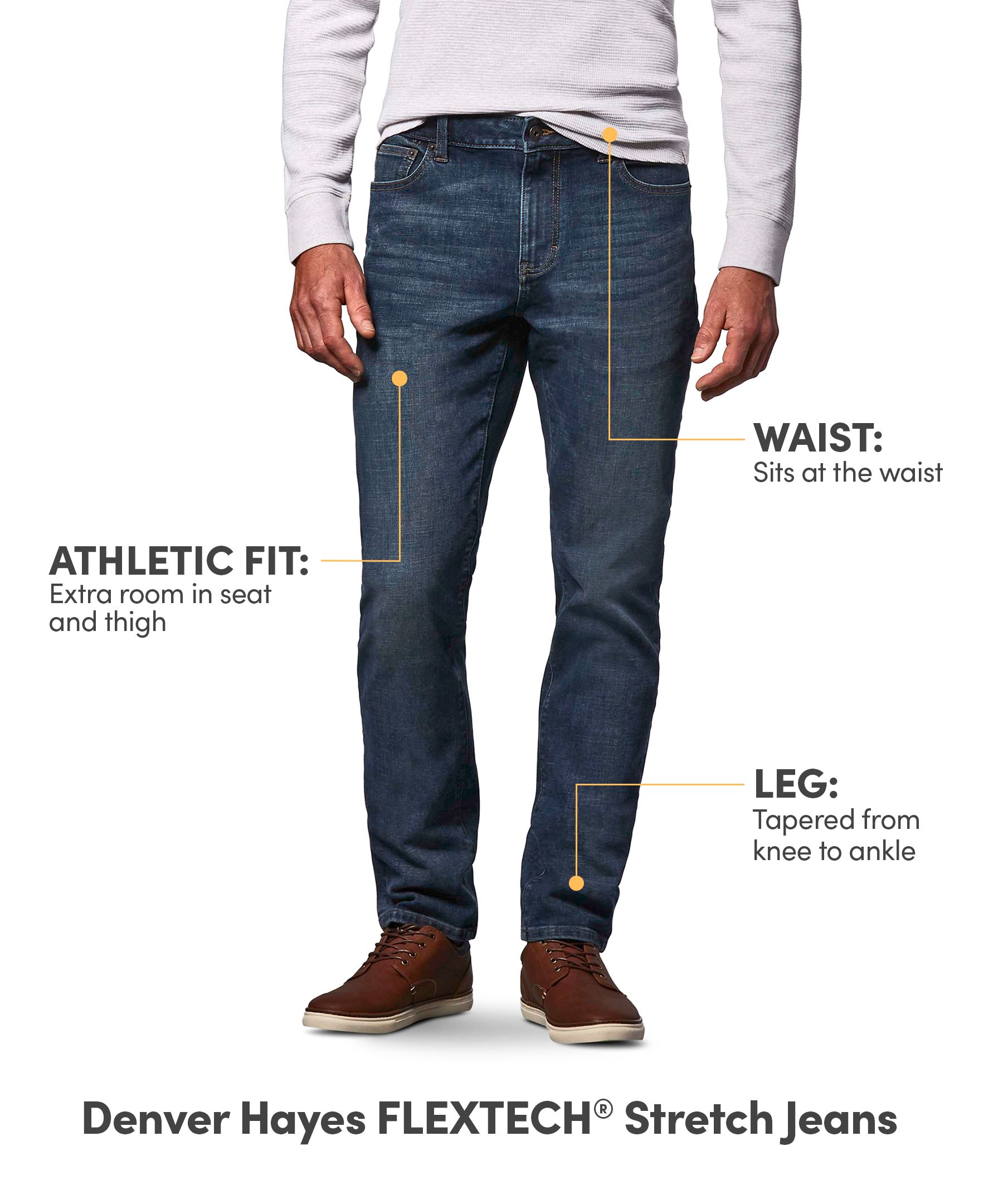 Denver Hayes Men's FLEXTECH Athletic Fit 4 Way Stretch Jeans