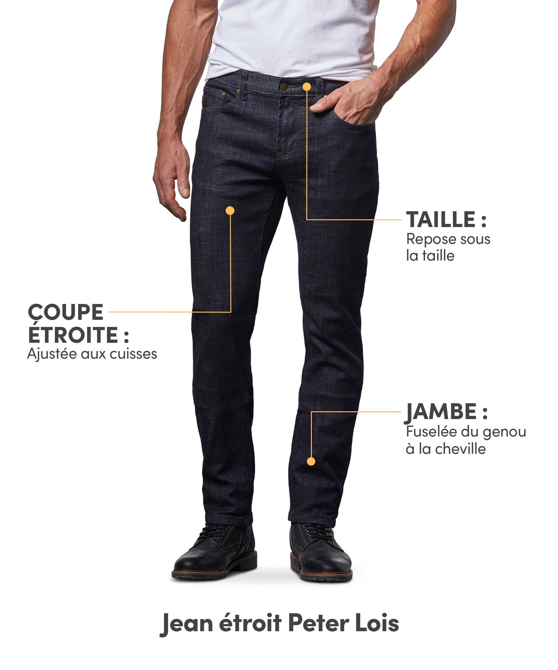 Jean Lois de coupe étroite, pour hommes, Peter