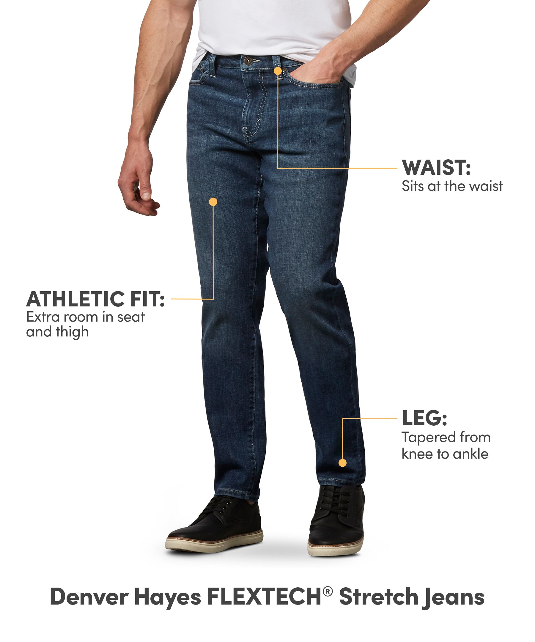 Denver Hayes Men's Athletic Fit FLEXTECH Stretch Jeans