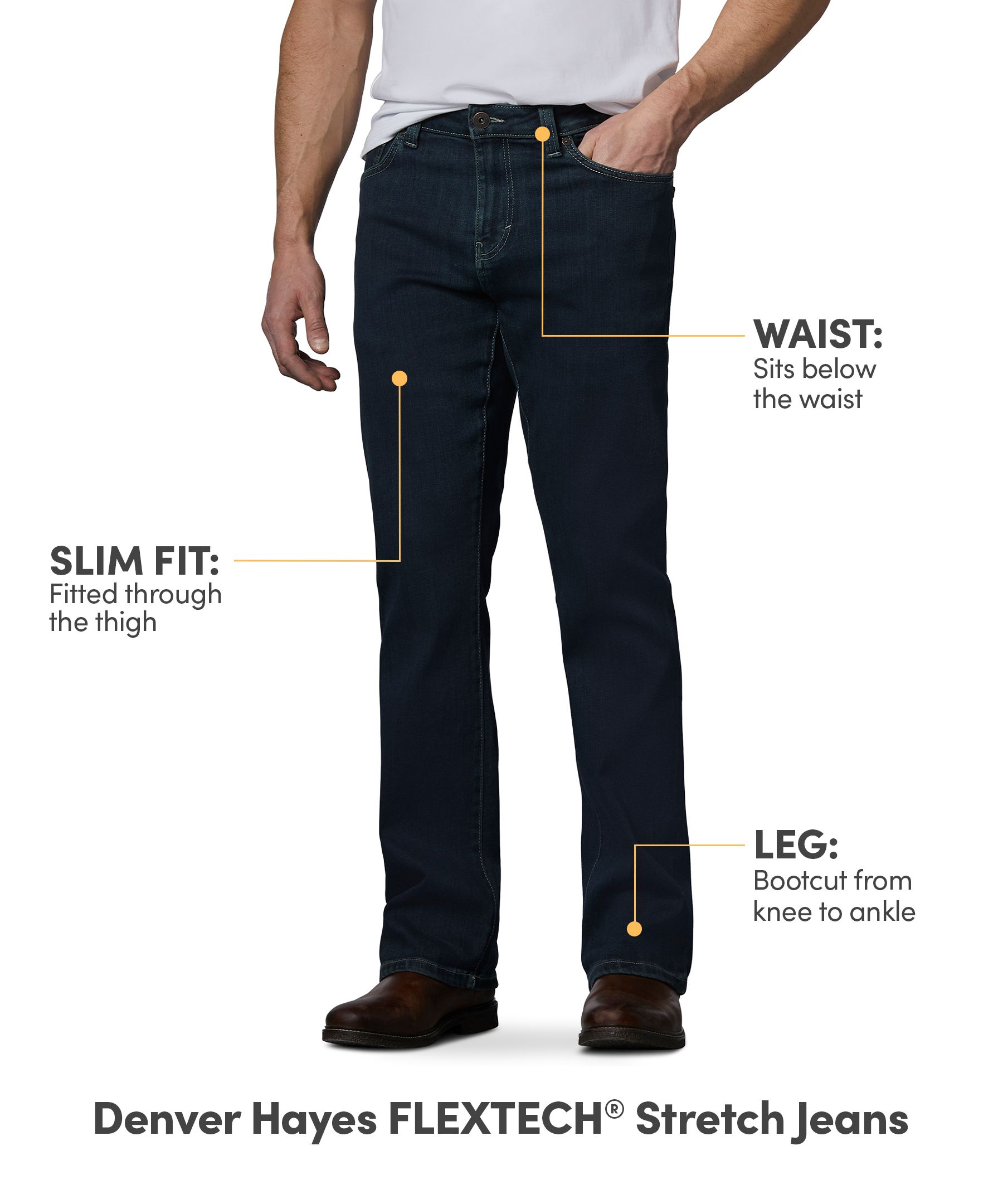 Denver Hayes Men's FLEXTECH® Bootcut Stretch Jeans