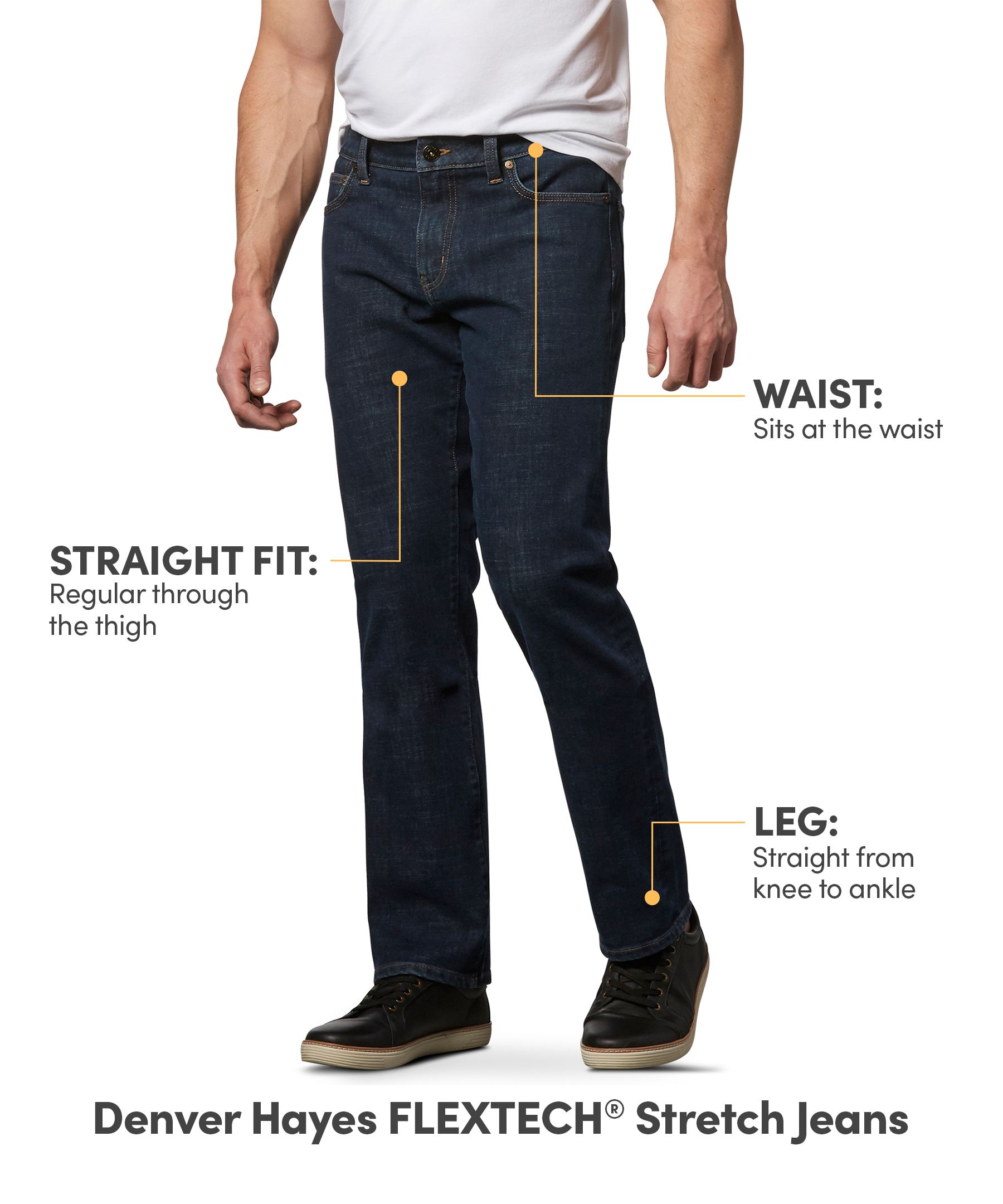 Denver Hayes Men's FLEXTECH Straight Fit 4 Way Stretch Jeans