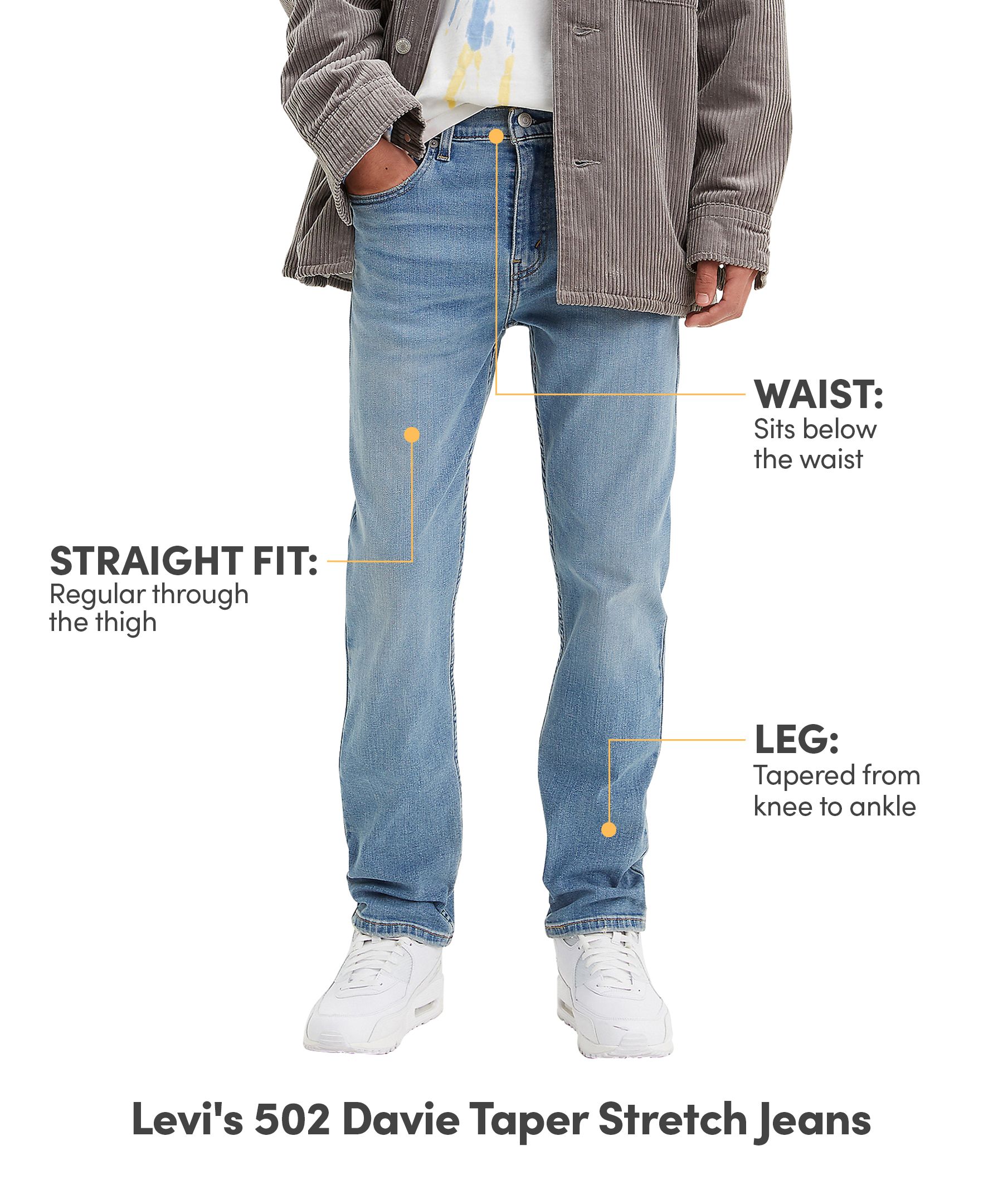 Levi's Men's 502 Regular Fit Taper Davie Stretch Jeans | Mark's