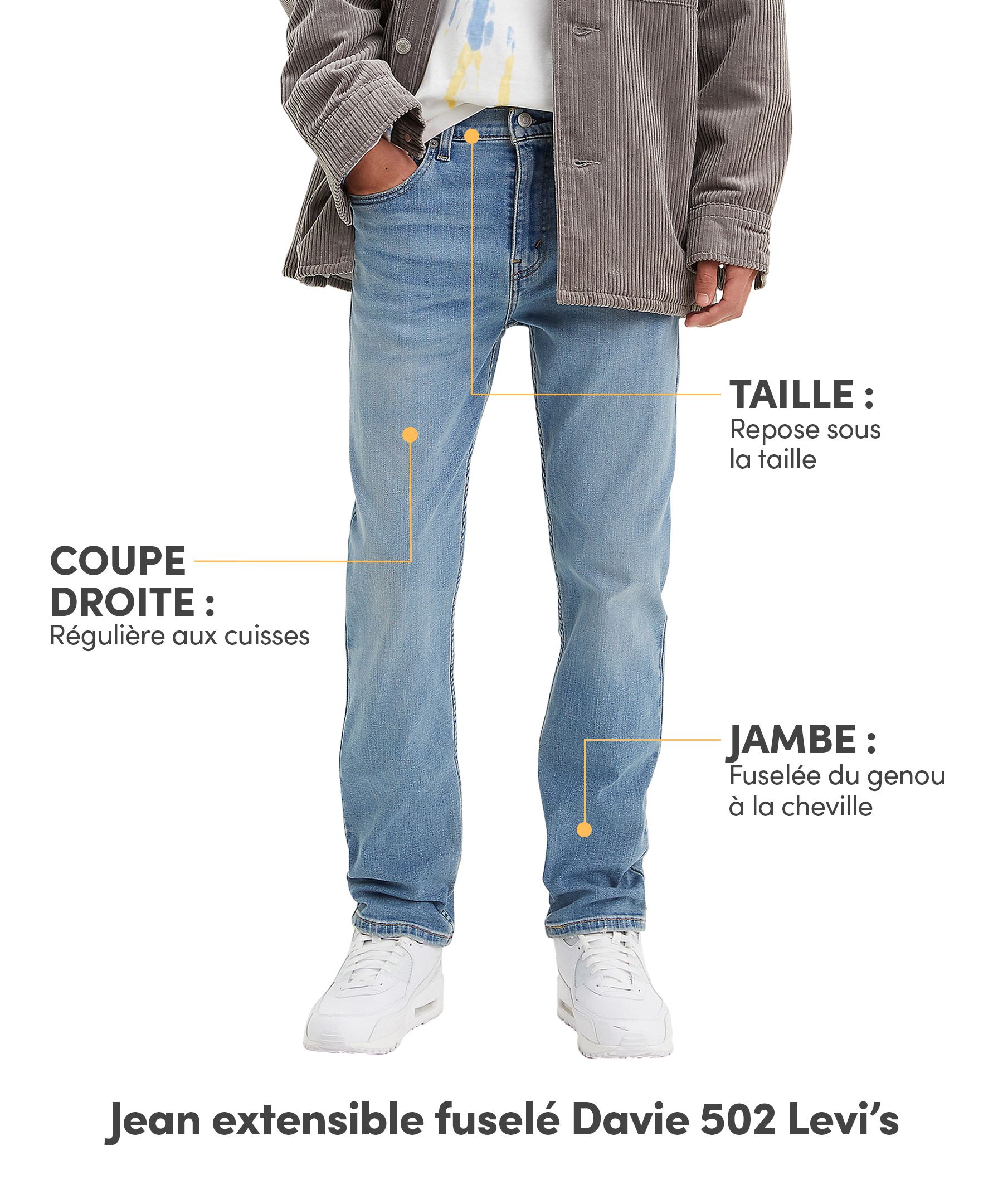 Jean fuselé extensible&nbsp;502 de Levi's de coupe traditionnelle, pour hommes, Davie.