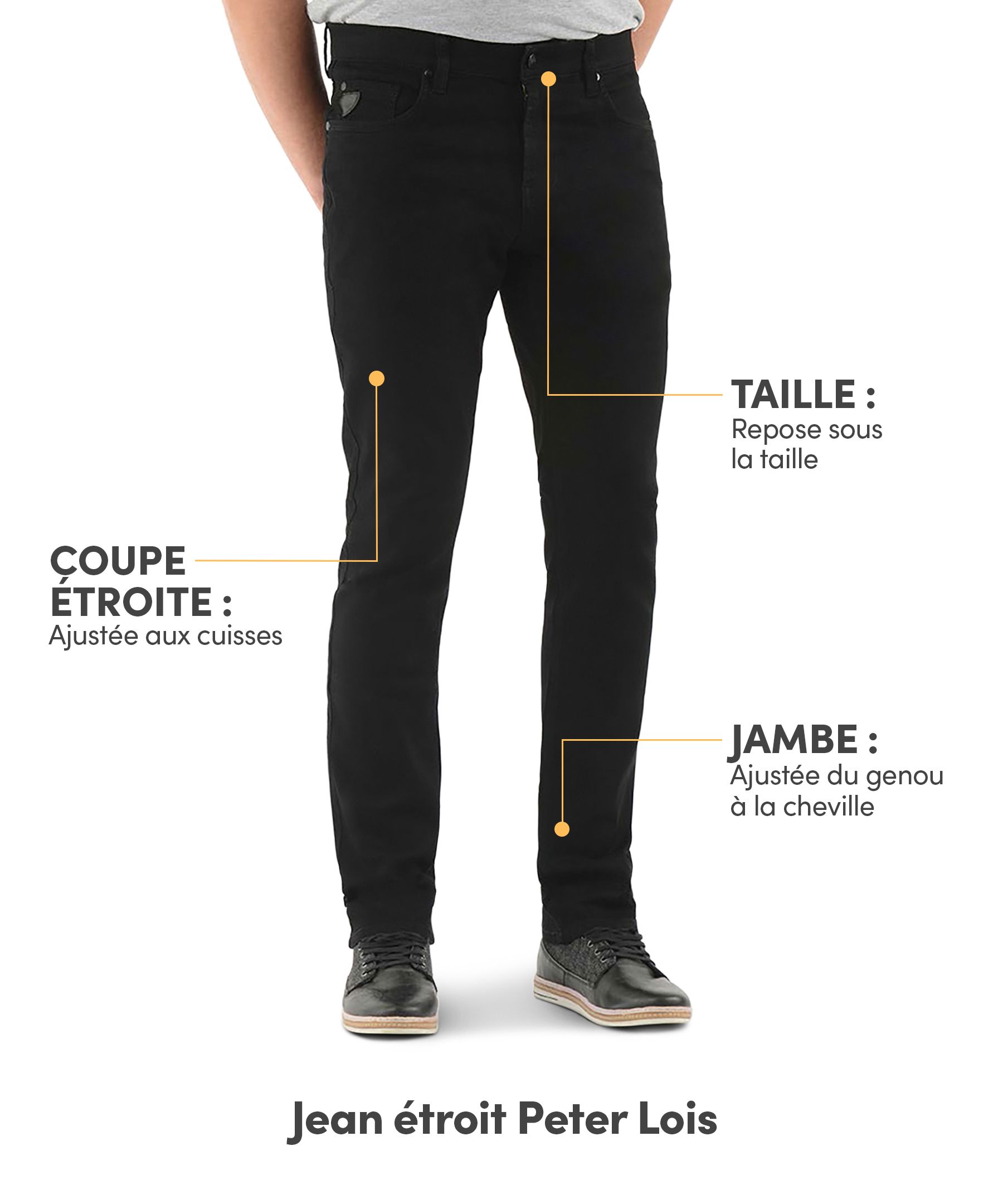 Jean Lois de coupe étroite, pour hommes, Peter
