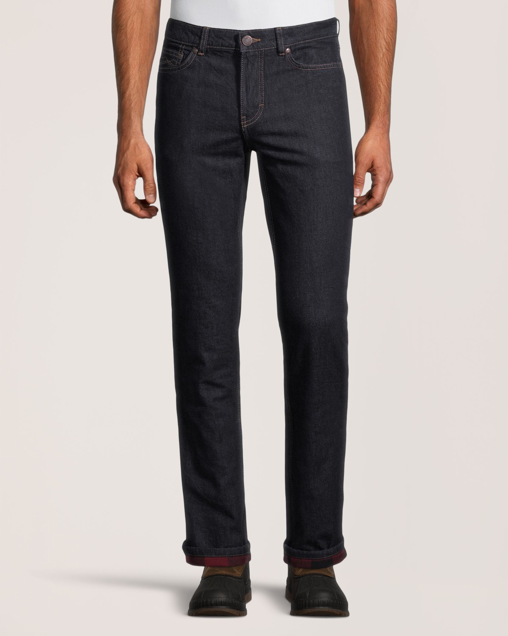 Jean à jambe droite WindRiver T-Max à carreaux et à doublure en flanelle, pour hommes