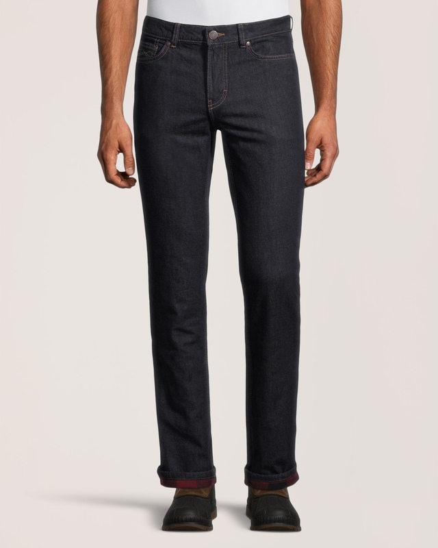 WindRiver Men's Plaid Flannel Lined T-Max Straight Leg Jeans - Rinse