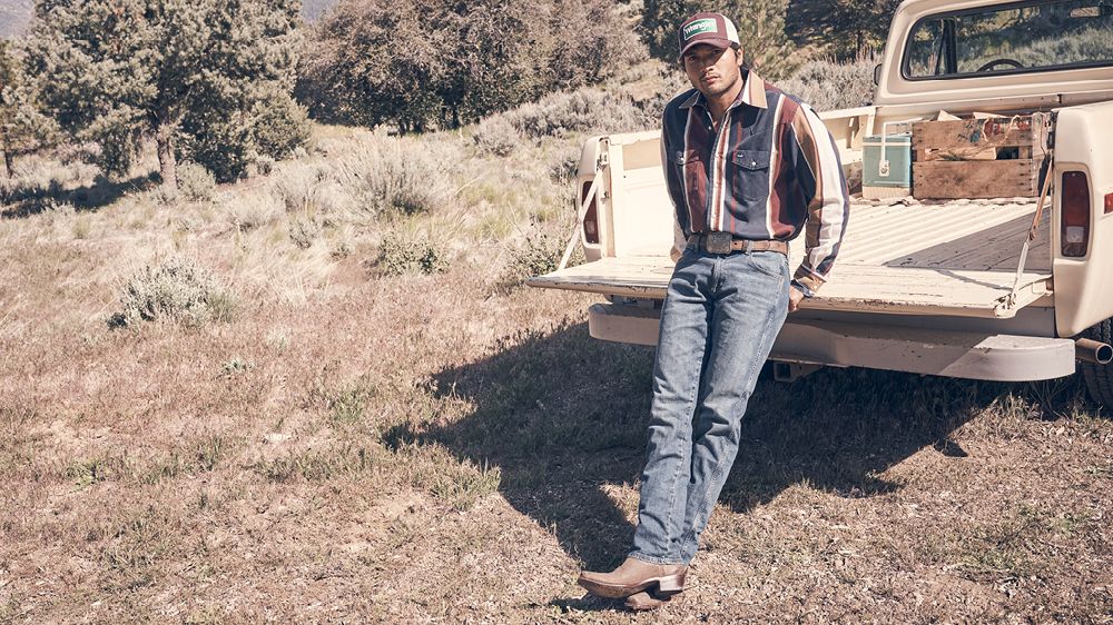 Jean étroit à jambe droite de Wrangler, pour hommes, Retro