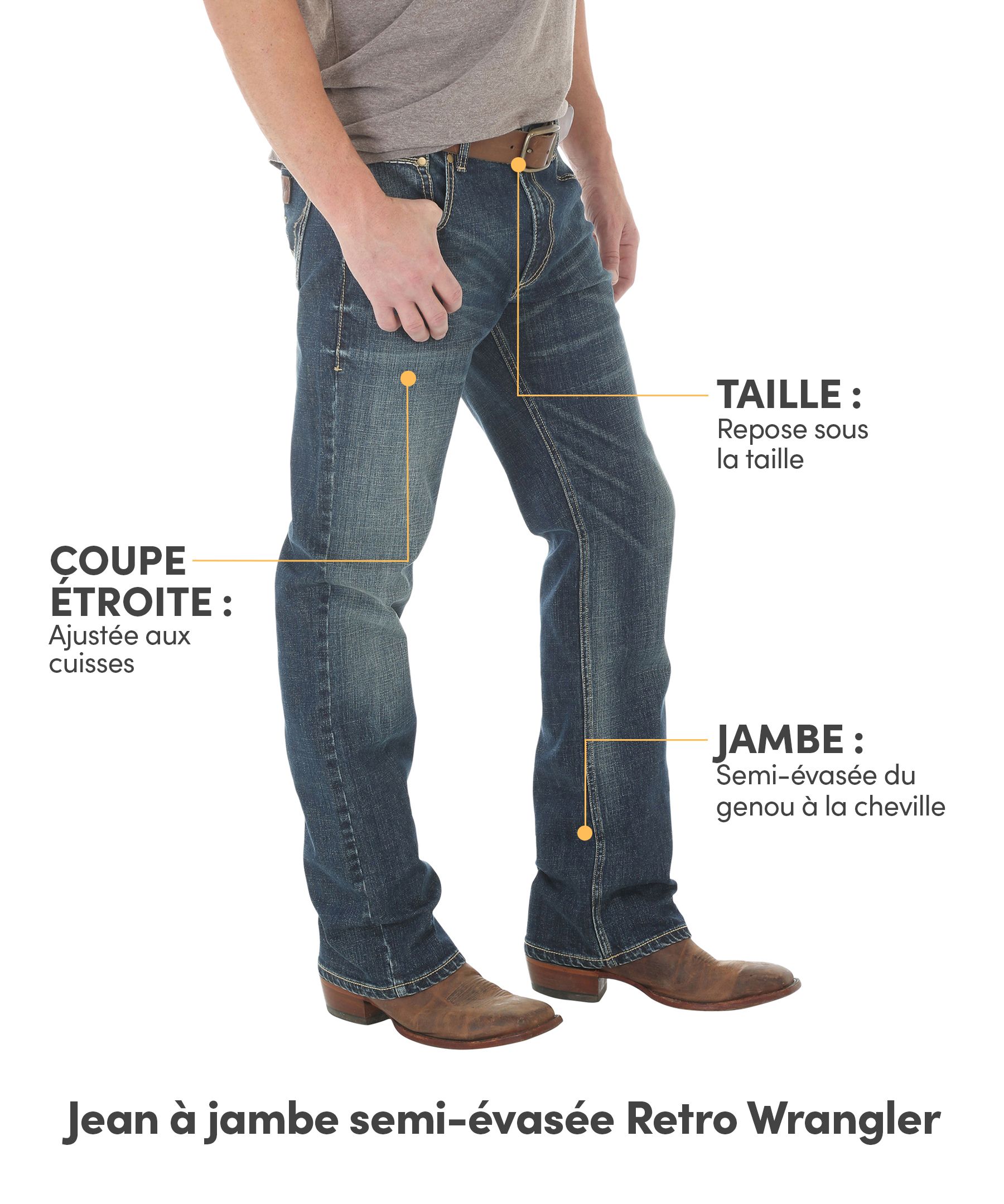 Jean à jambe semi-évasée de Wrangler, pour hommes, Retro