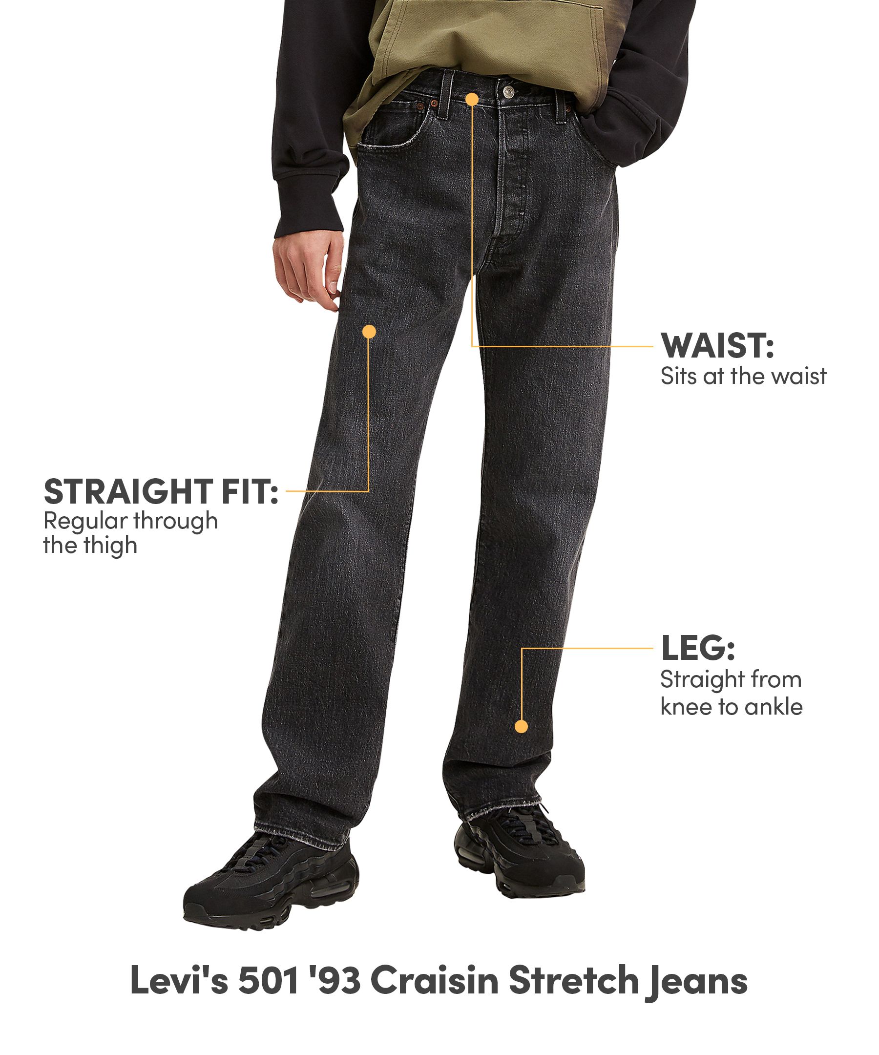 Levi's Men's 501 '93 Craisin Worn Washed Straight Leg Stretch Jeans