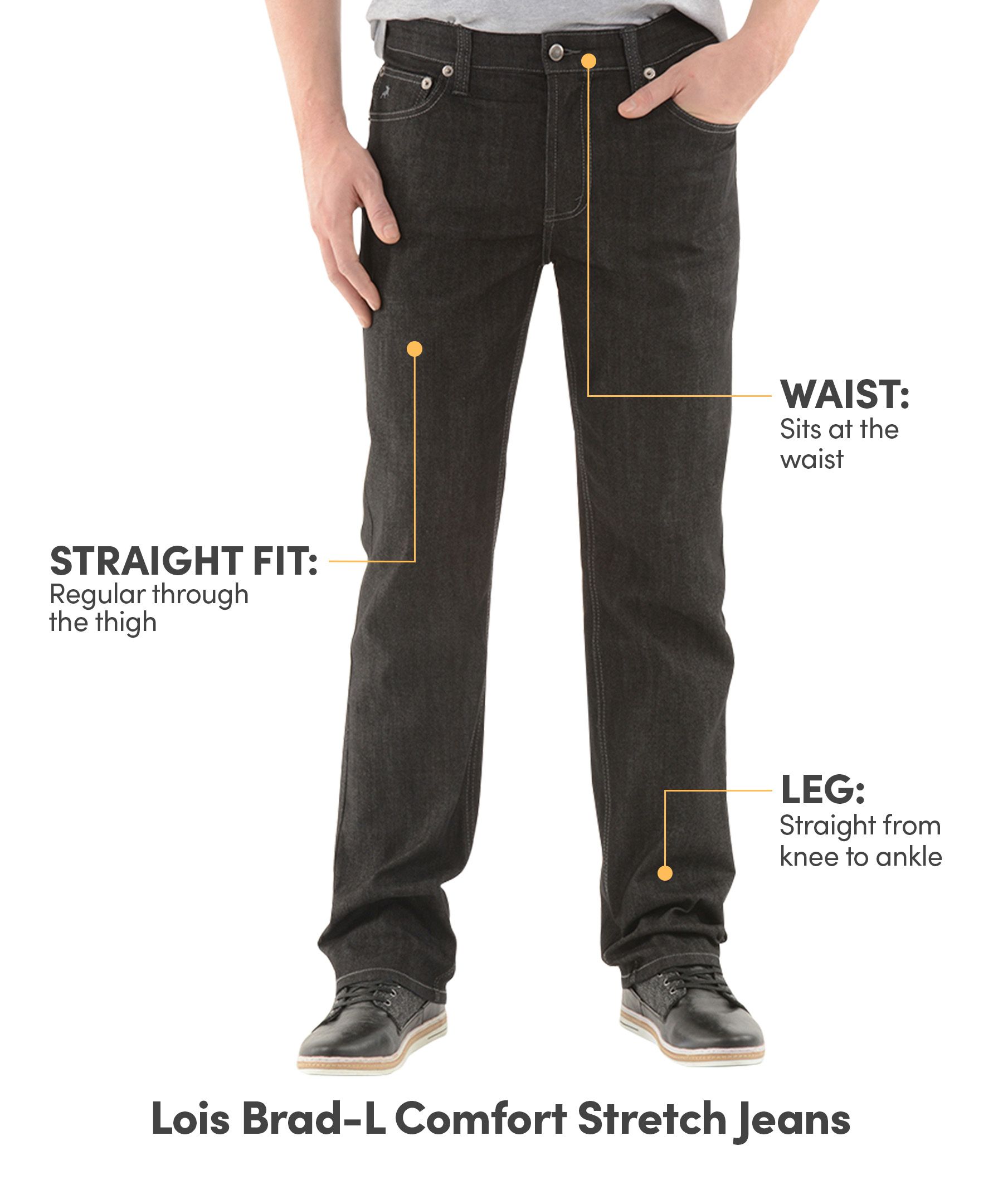 Lois Men's Brad L Denim Comfort High Rise Stretch Jeans