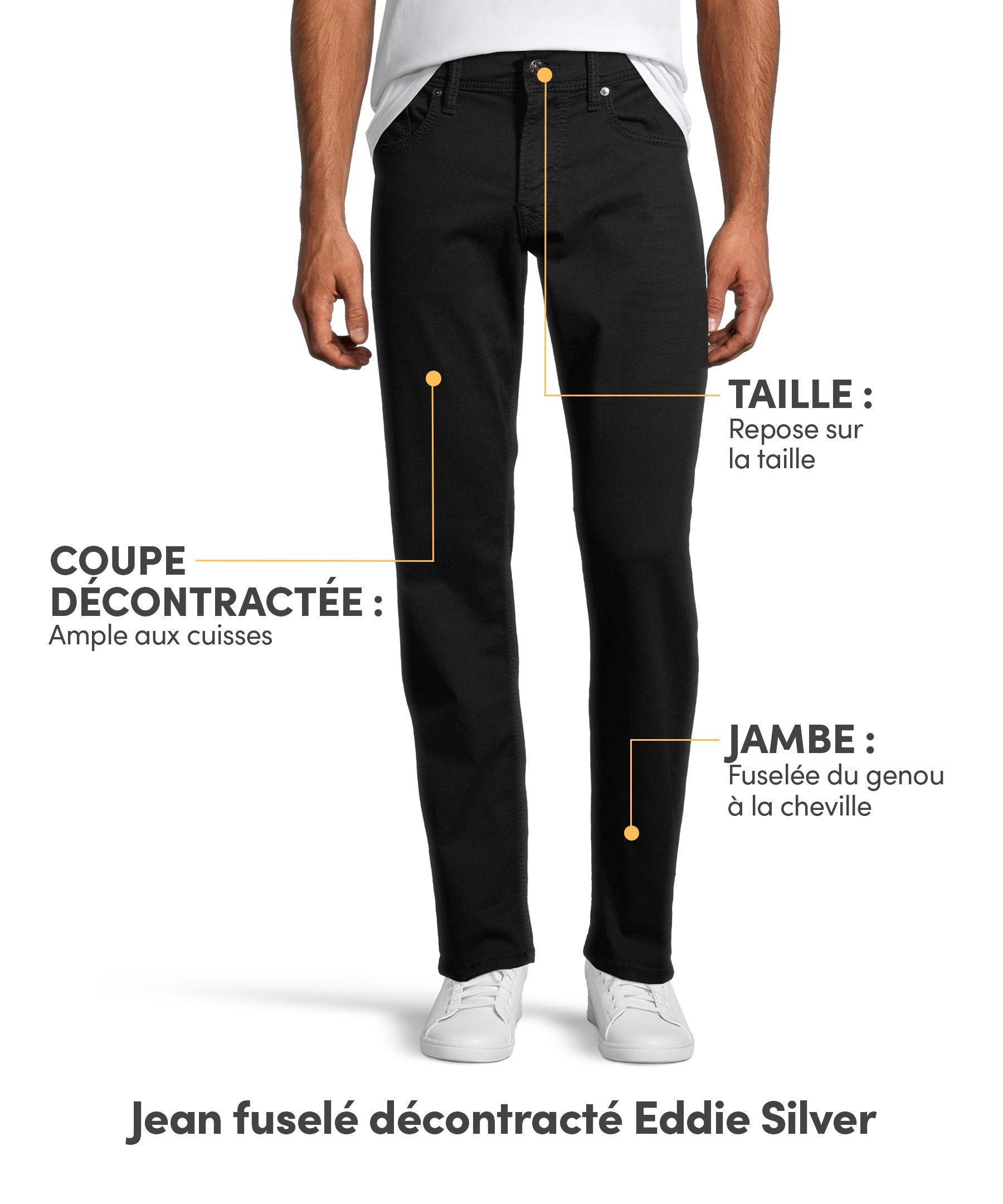 Jeans de coupe athlétique à jambe fuselée Eddie Silver