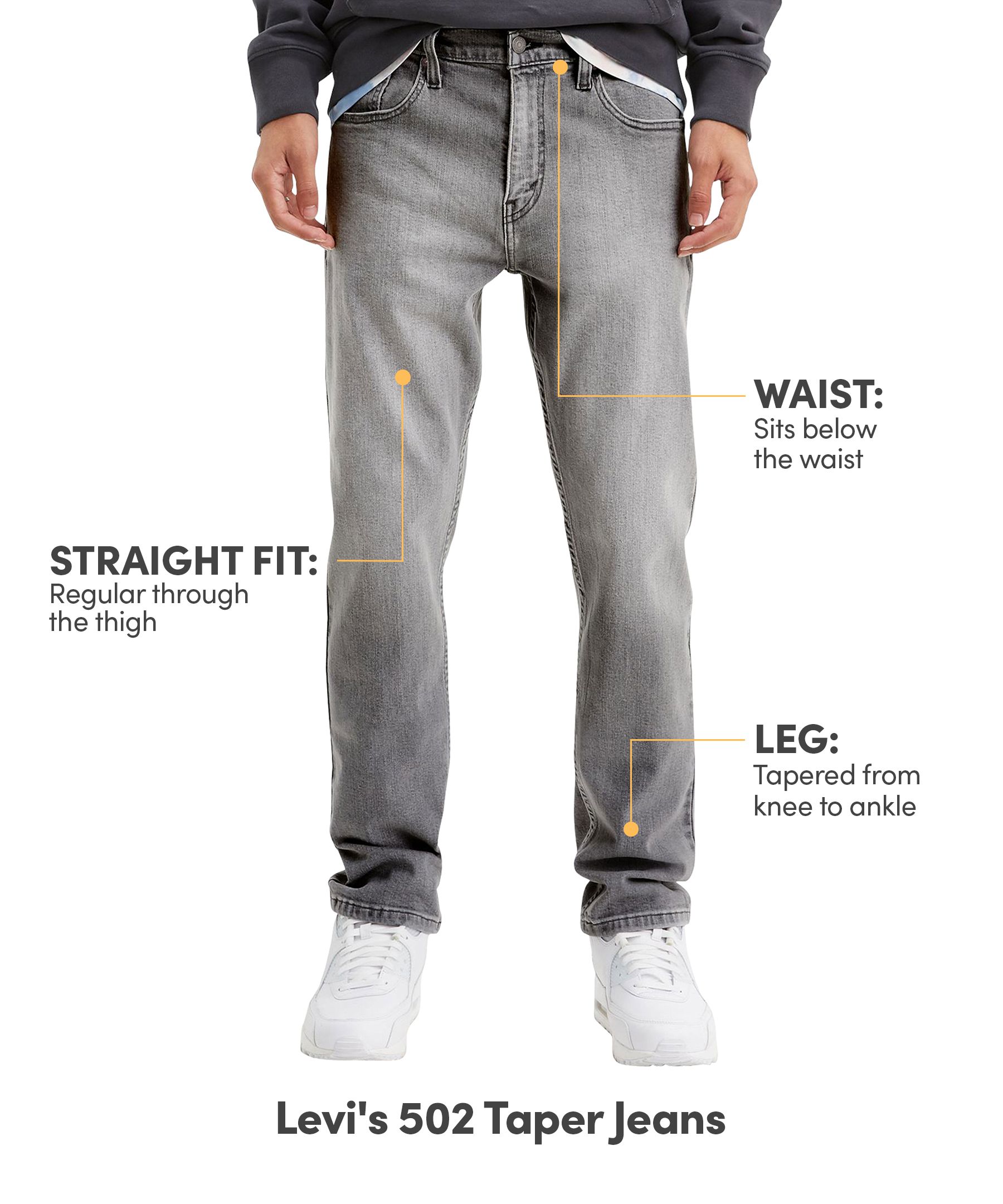 Jean Levi's 502 Homme - Gris Tapered Stretch - Taille W30 L31 - Occasion Très Bon état