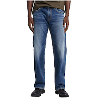 Silver Jean à jambe droite de coupe décontractée pour hommes, Zac Front_Flat