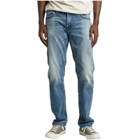 Silver Jean fuselé à coupe décontractée pour hommes, Eddie Front_Flat